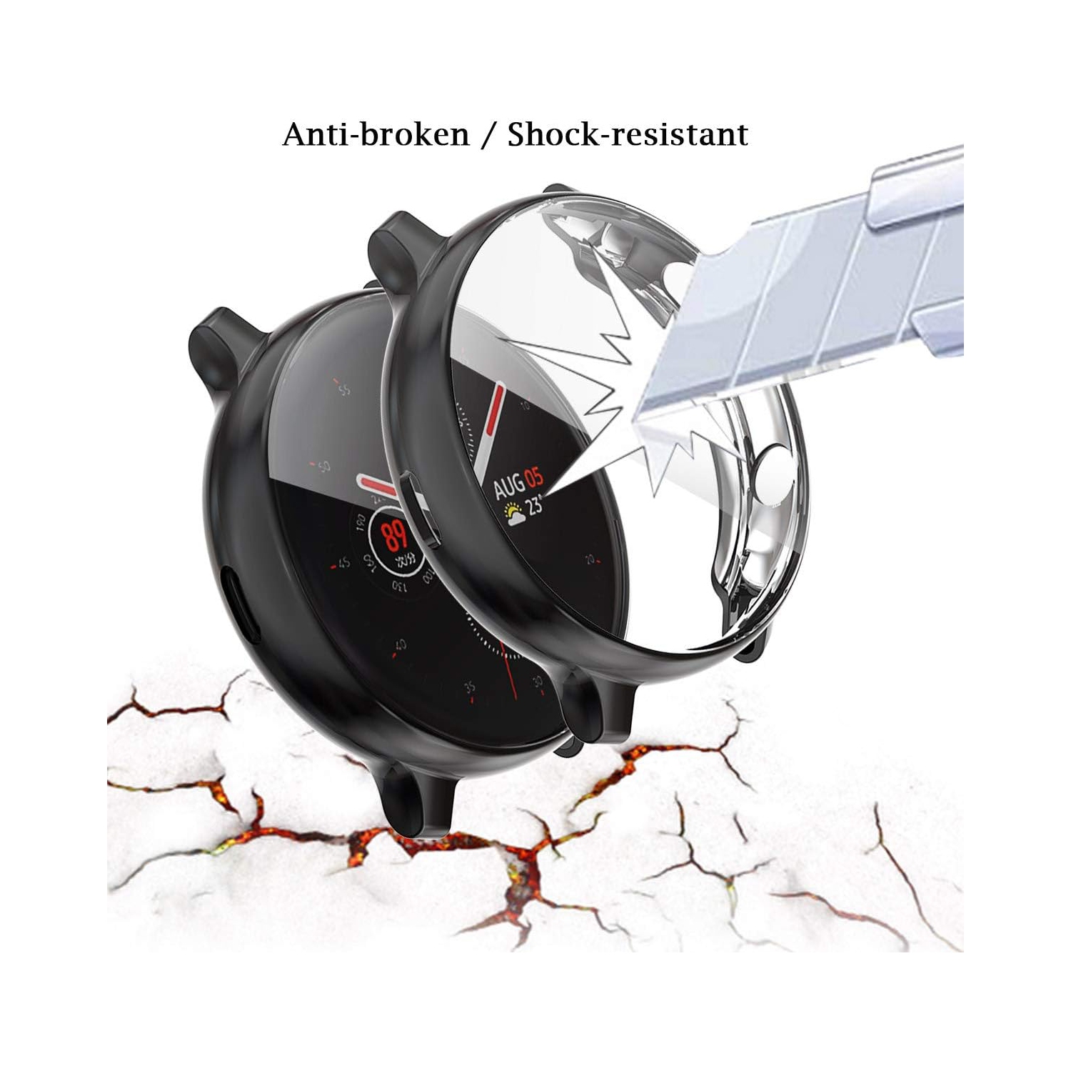 3-Pack Compatible with Samsung Galaxy Watch Active 2 Screen Protector Case, Soft TPU Plated All-Around