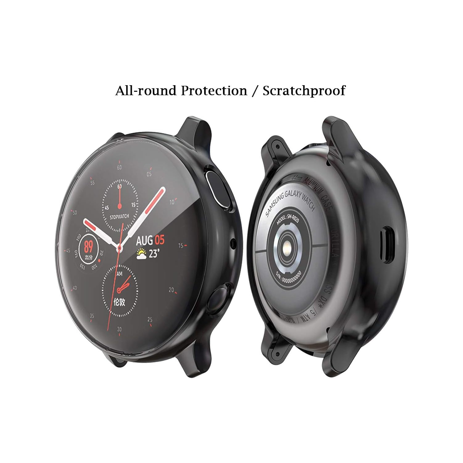 3-Pack Compatible with Samsung Galaxy Watch Active 2 Screen Protector Case, Soft TPU Plated All-Around