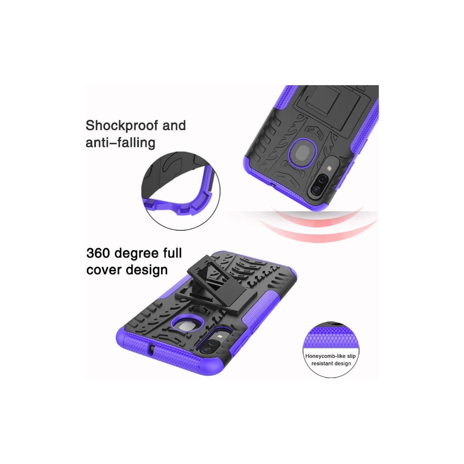 Samsung A20 Phone Case, Samsung A50 Phone Case, Shockproof Slim Protective with Kickstand Hard Phone Cover