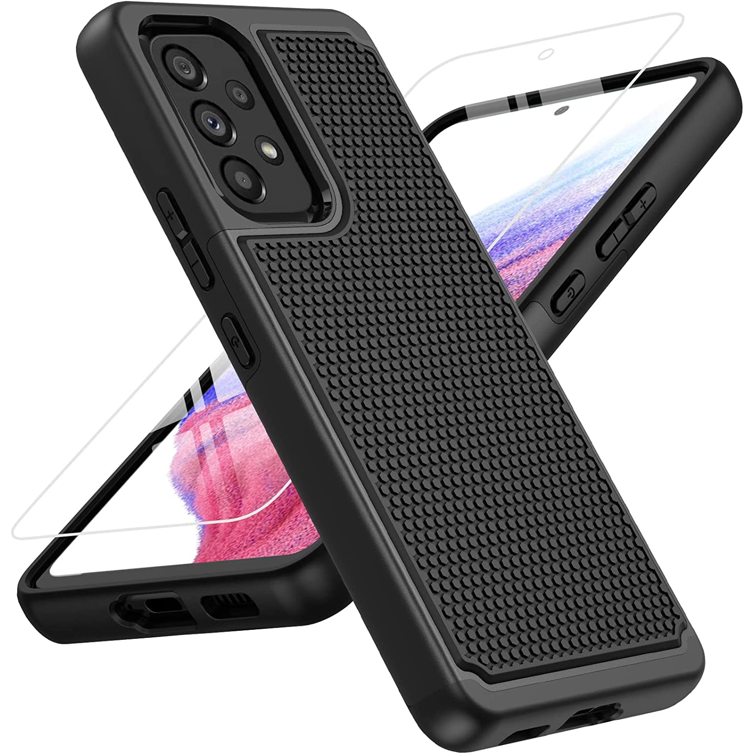for Samsung Galaxy A53 5G Case: Dual Layer Protective Heavy Duty Cell Phone Cover Shockproof Rugged with Non Slip