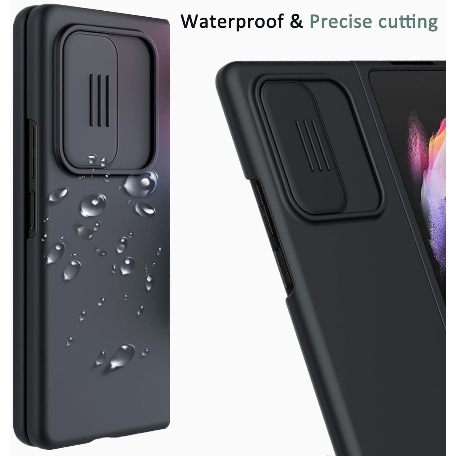 Compatible Étui protecteur d'objectif pour Samsung Galaxy Z Fold 3 Étui silicone, couvercle de protection avant PC