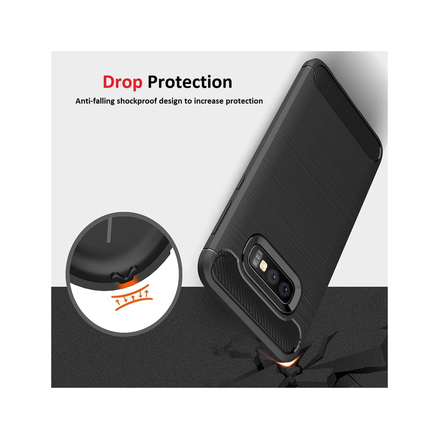 [Fibre de carbone] Étui pour Galaxy S10e de Samsung, durable [absorption des chocs] Étui mince en TPUR mat léger