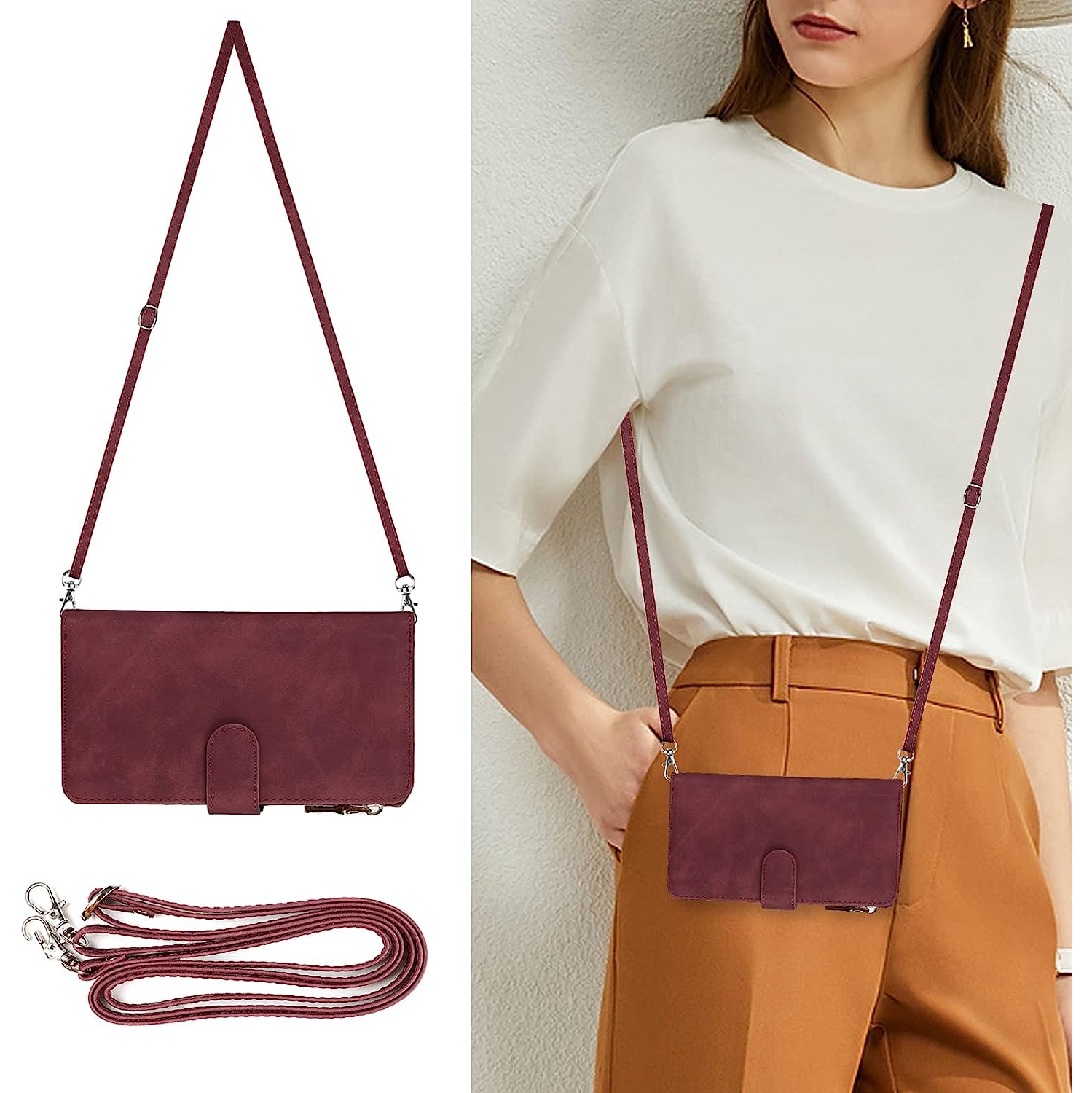 Samsung Galaxy S21 Plus 5G Wallet Case,[9 Card Slots] Removable Adjustable Crossbody Necklace Lanyard Shoulder