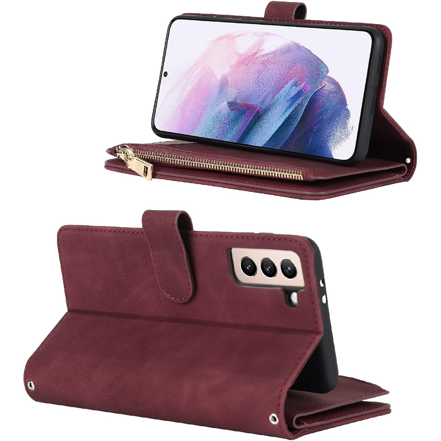 Samsung Galaxy S21 Plus 5G Wallet Case,[9 Card Slots] Removable Adjustable Crossbody Necklace Lanyard Shoulder