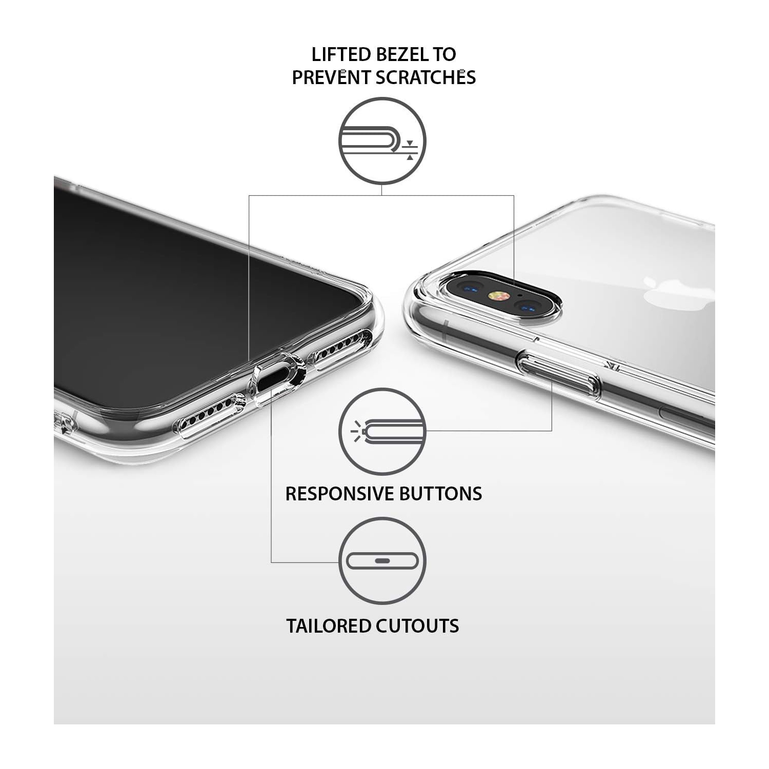 [Fusion] compatible avec l'étui iPhone XS, l'étui iPhone X, l'étui transparent en TPUR avec dos en polycarbonate [Drop Defense]