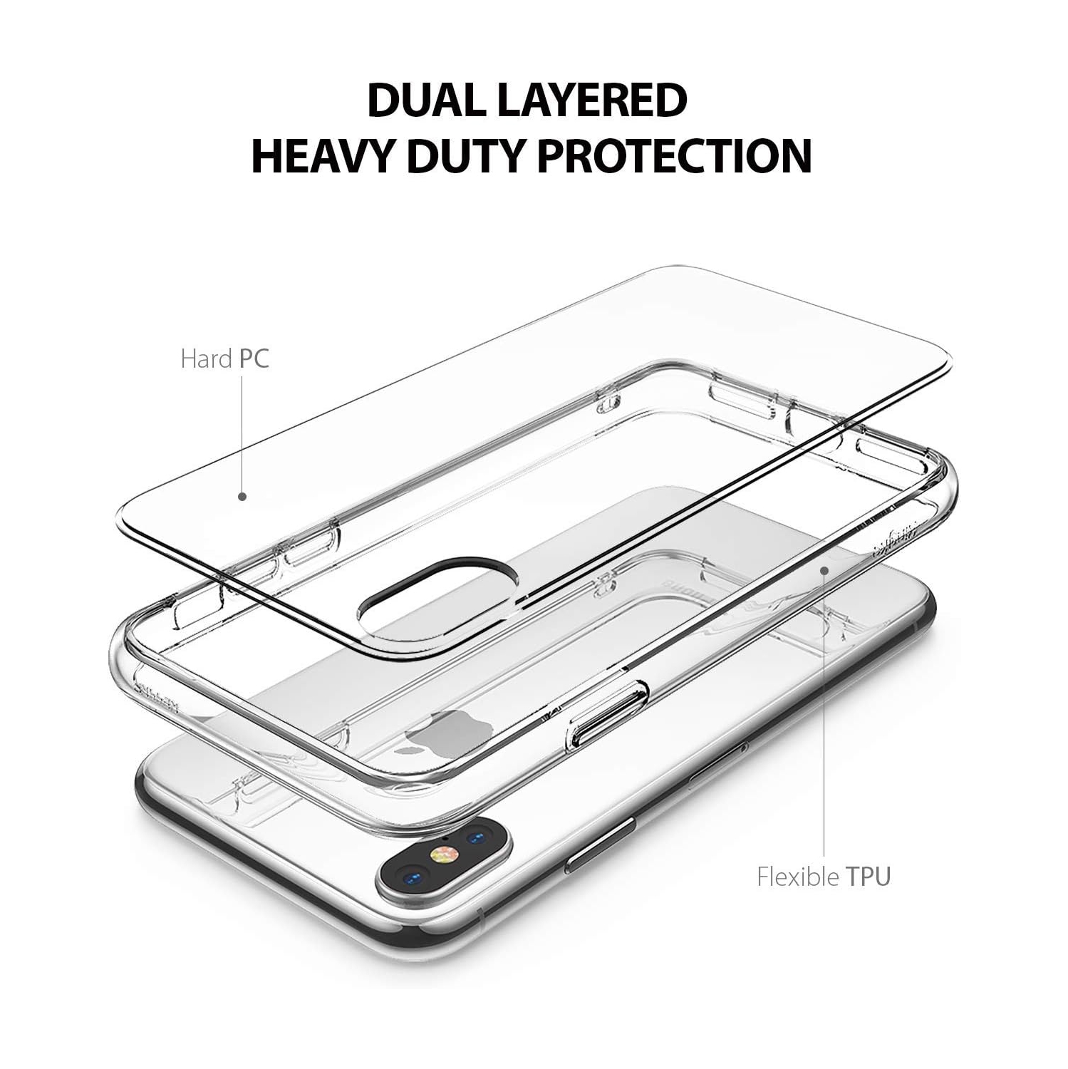 [Fusion] compatible avec l'étui iPhone XS, l'étui iPhone X, l'étui transparent en TPUR avec dos en polycarbonate [Drop Defense]