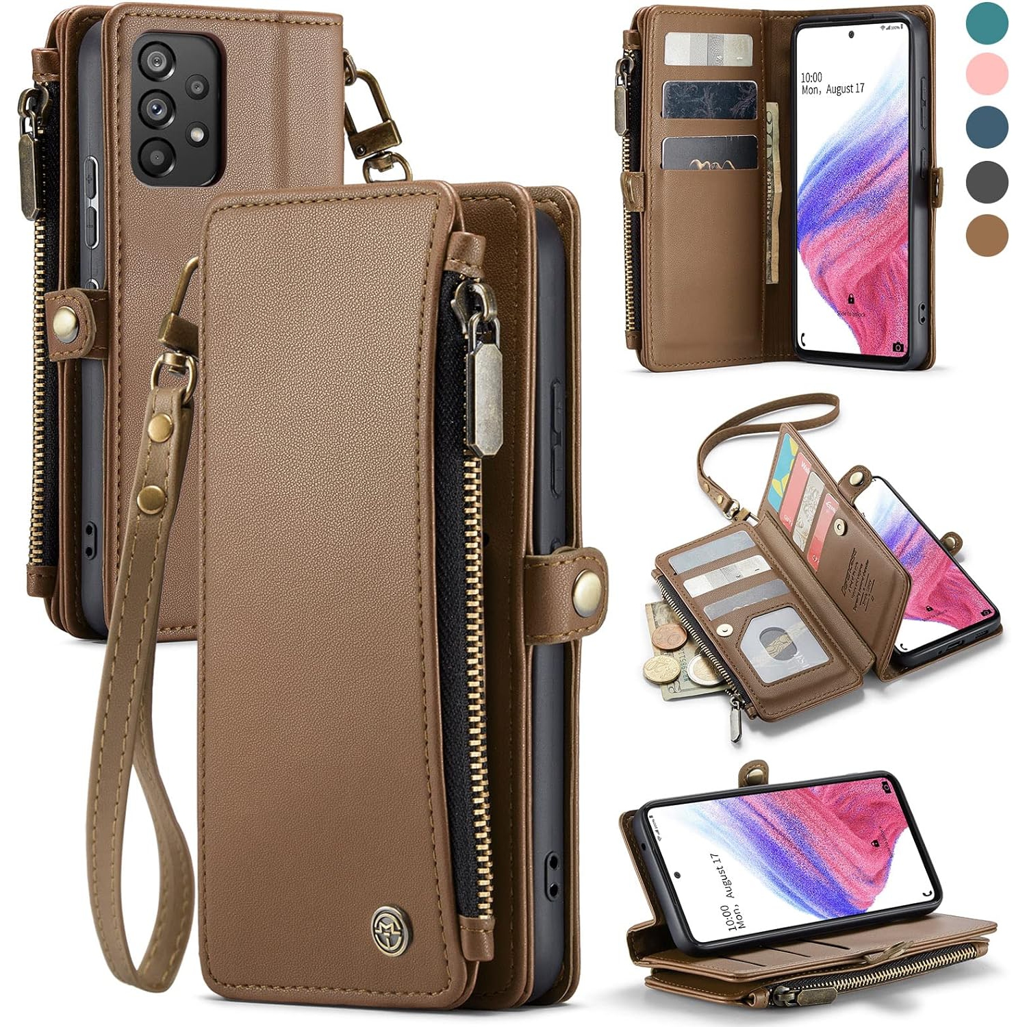 Samsung Galaxy A53 5G Case, RFID Blocking Galaxy A53 5G Phone Case Wallet for Women Men, Durable PU Leather