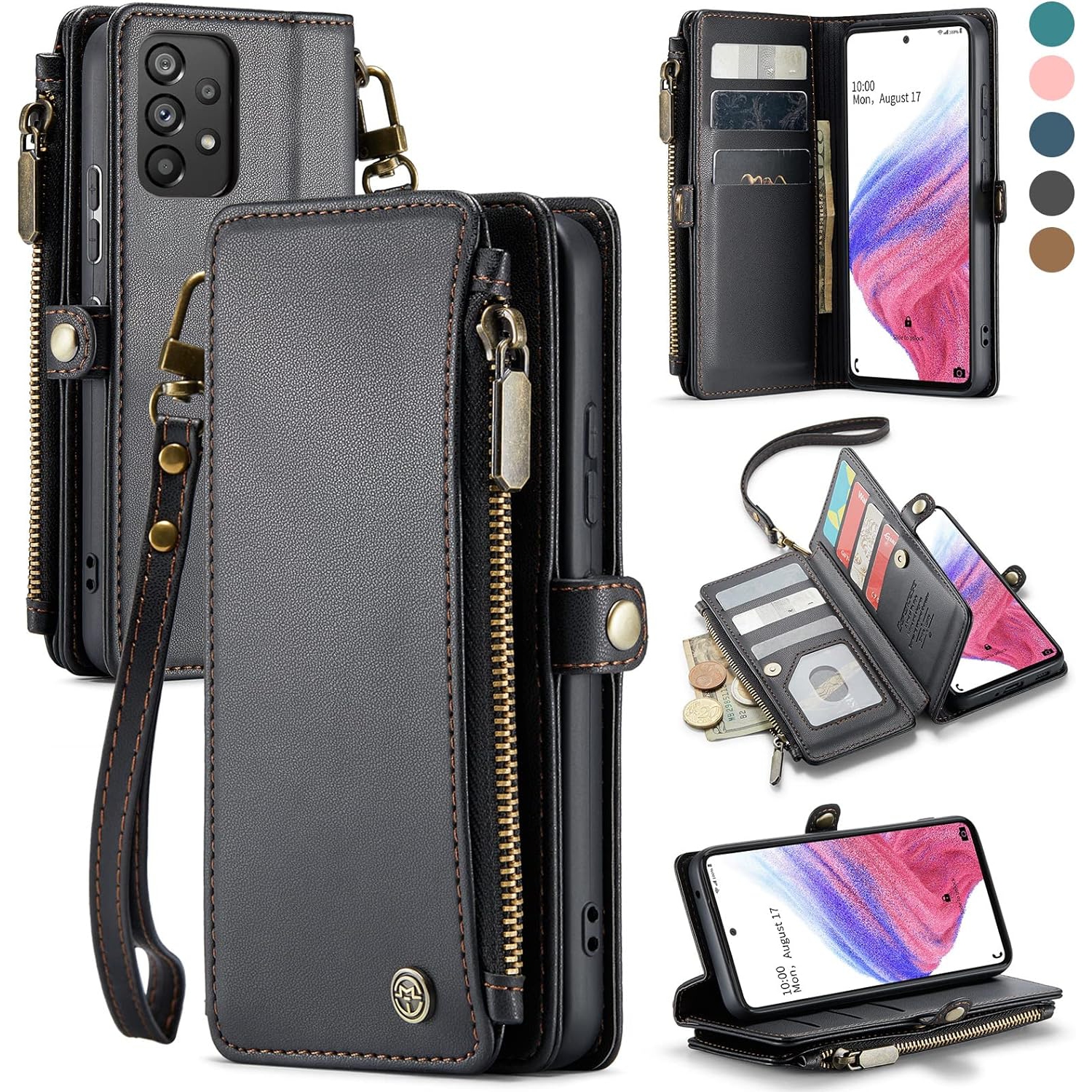 Samsung Galaxy A53 5G Case, RFID Blocking Galaxy A53 5G Phone Case Wallet for Women Men, Durable PU Leather