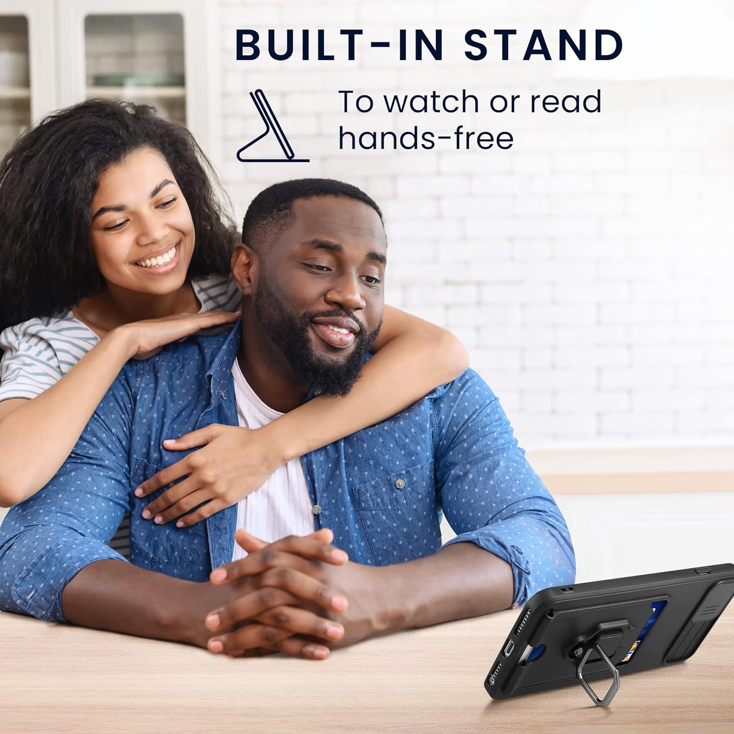 Plastic Case Compatible with Samsung Galaxy A54 5G - Case with Metal Stand Card Slot Finger Holder - Moss