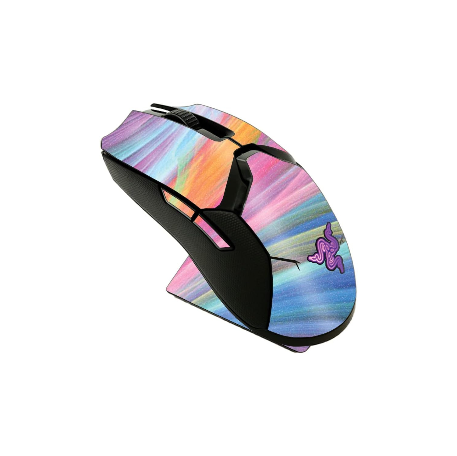 MightySkins Glossy Glitter Skin Compatible with Razer Viper Ultimate - Rainbow Waves | Protective, Durable High-Gloss