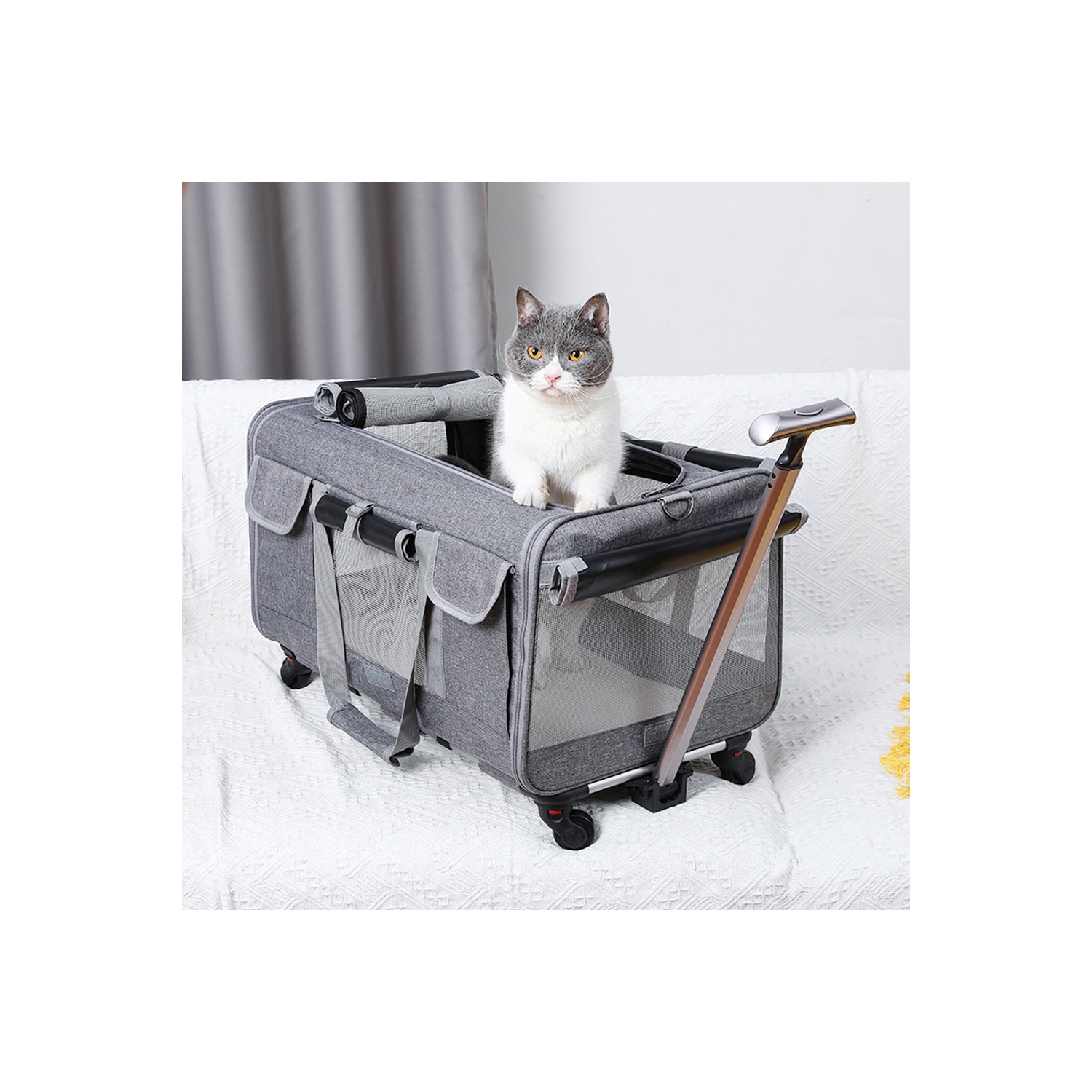 axGear Rolling Pet Carrier Trolley Wheels Dog Cat Traveling Camping