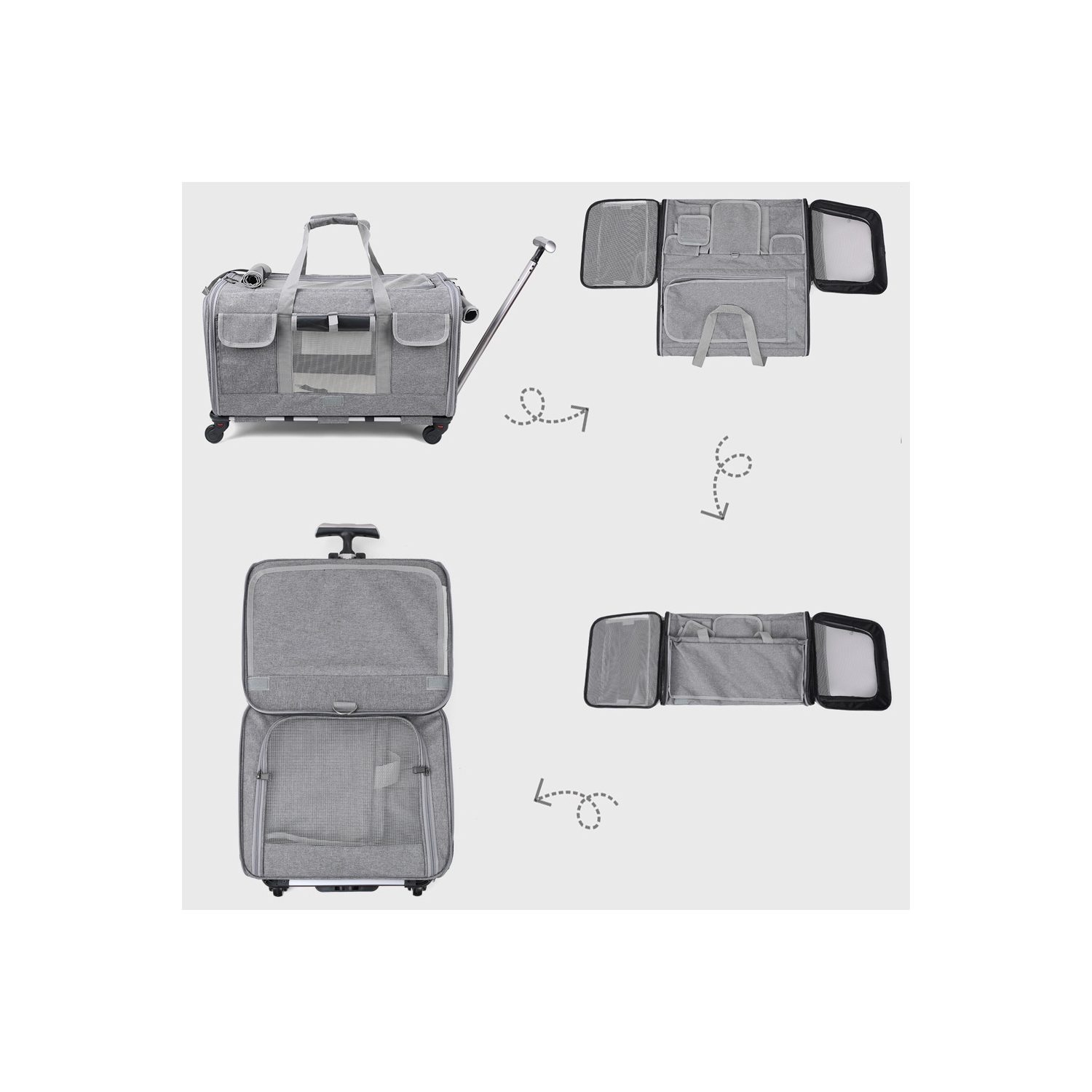 axGear Rolling Pet Carrier Trolley Wheels Dog Cat Traveling Camping