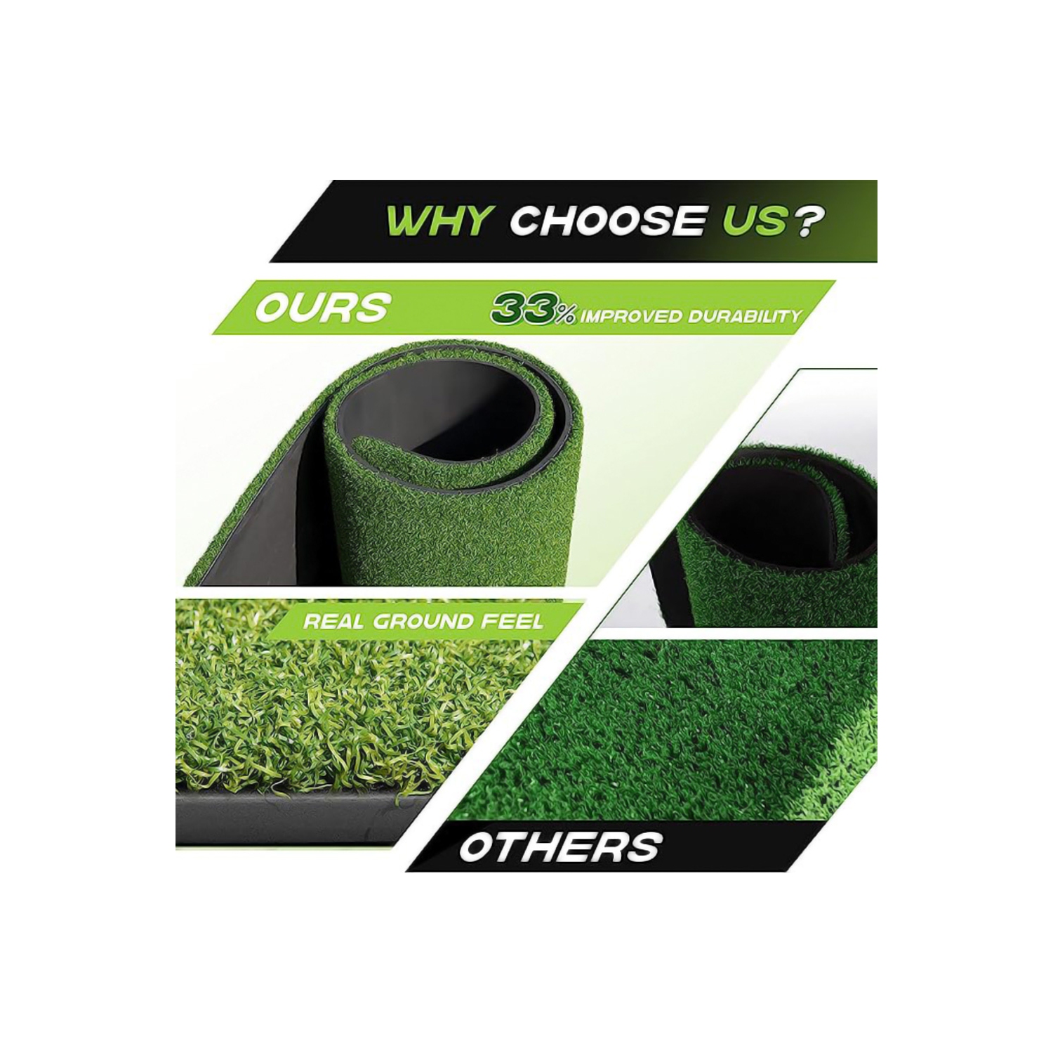 Tapis de golf Artificial Turf mat d'axGear pour s'exercer à l'intérieur et à l'extérieur, 3 x 4 pi