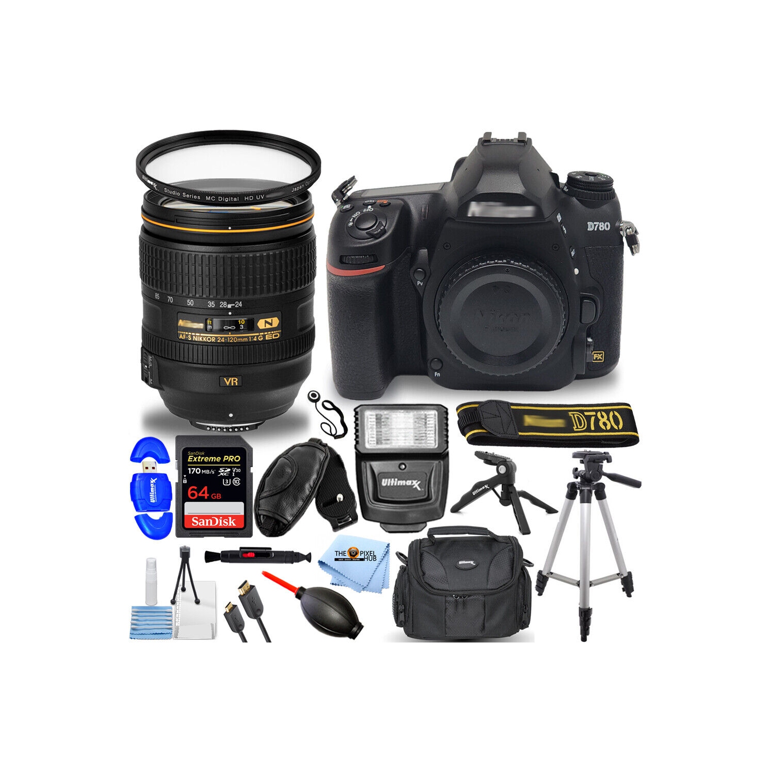 Nikon D780 DSLR Camera and AF-S NIKKOR 24-120mm Lens - 15PC Accessory Bundle