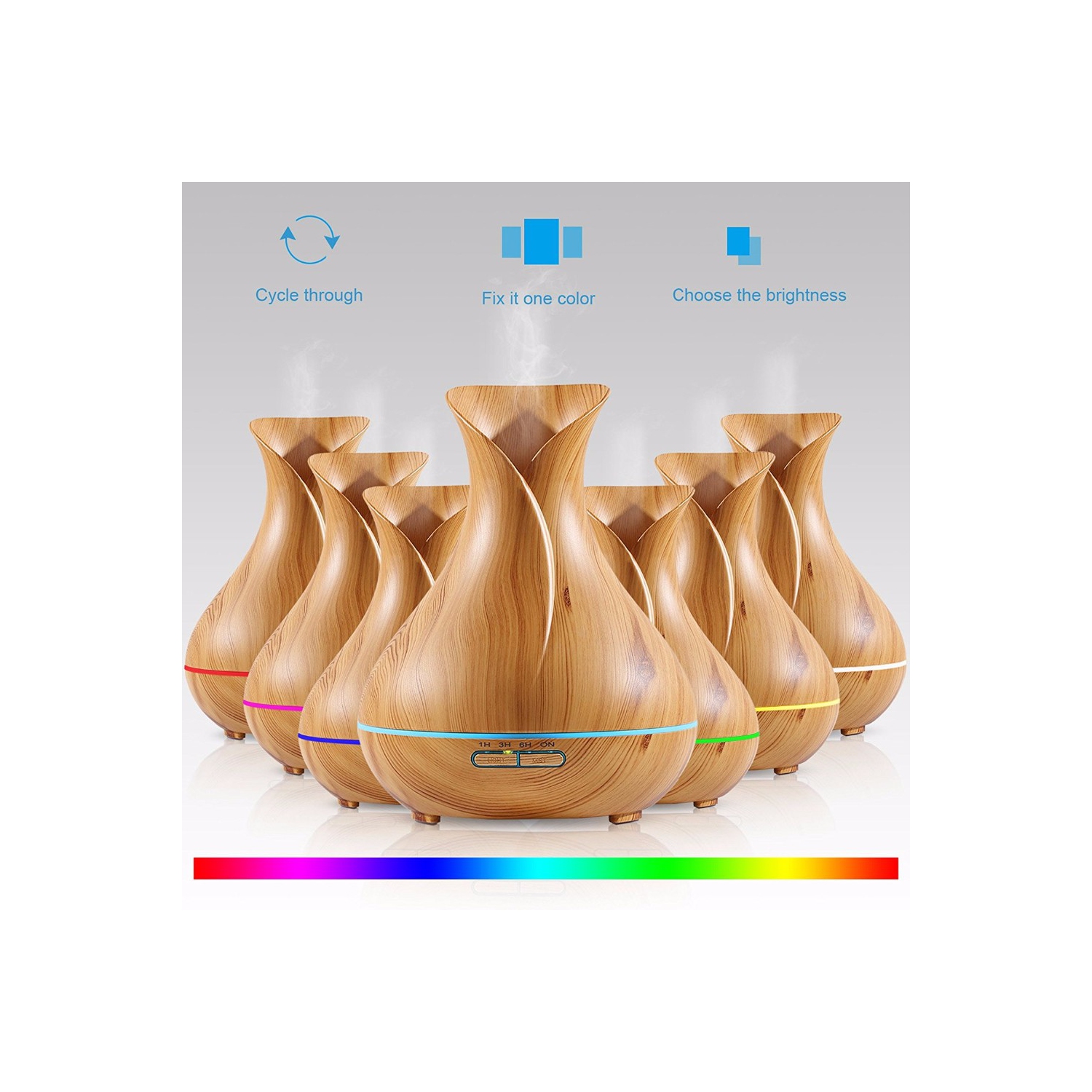 Diffuseur d'huile essentielle MKL innovations®, diffuseur d'aromathérapie à grain de bois 400 ml