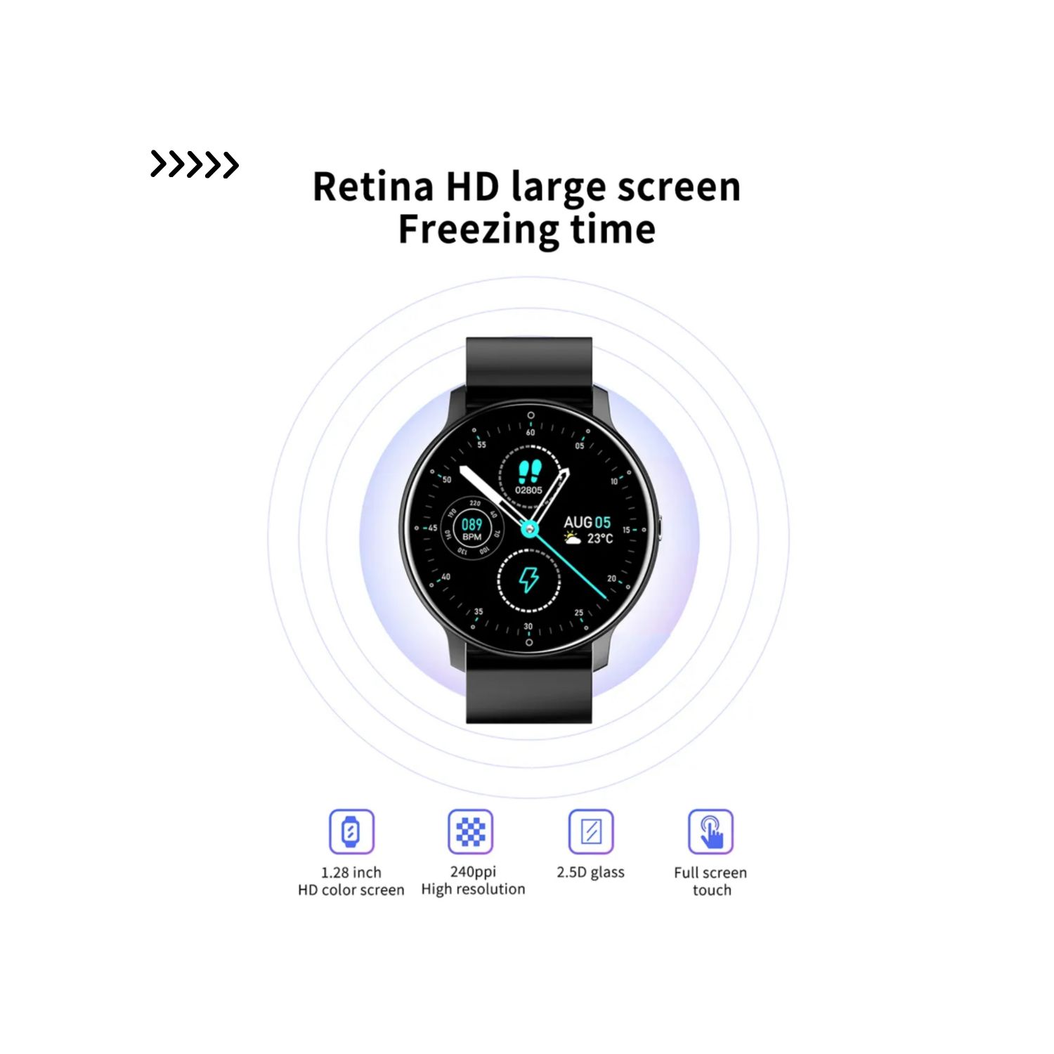 TUTT – montre intelligente à écran de 1,28 po pour femmes Fashion de C9&nbsp;mm BT Calling IP67 étanche Oxygen Level Heart Rate Monitoring Multi