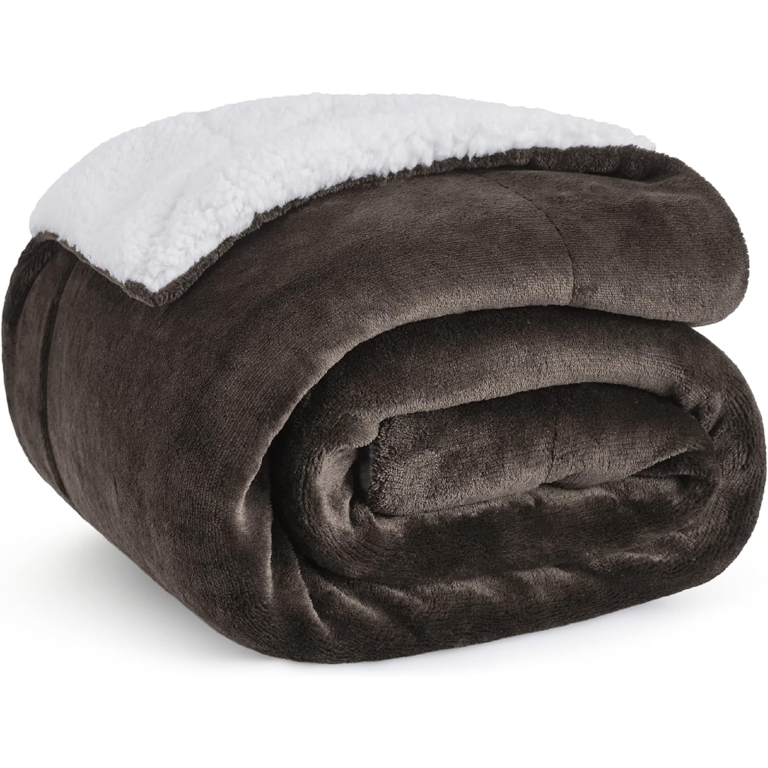 Bedsure Sherpa Fleece Throw Blanket for Couch - Thick and Warm Blankets, Soft and Fuzzy Throw Blanket for Sofa, Brown, 108x90 Inches