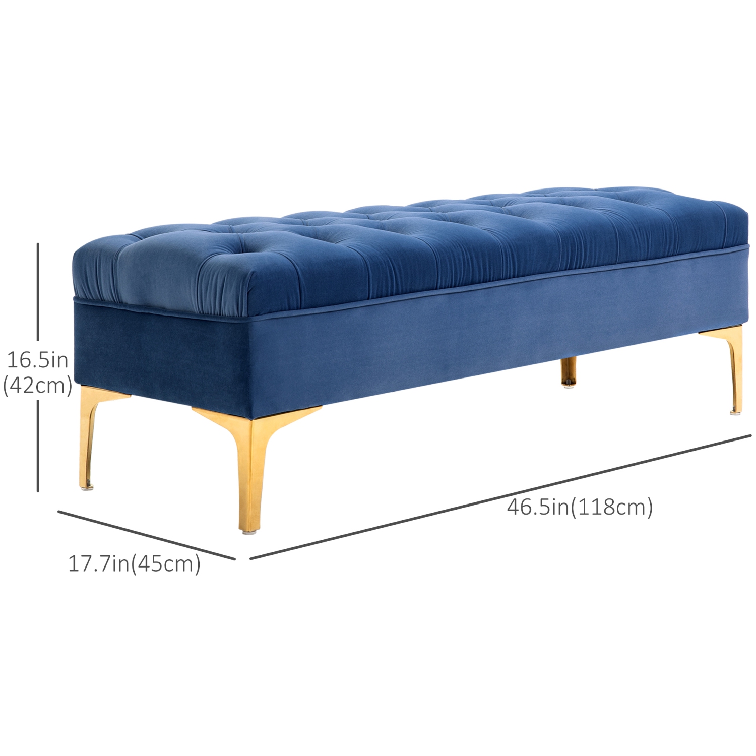 HOMCOM Velvet Upholstered Bench Seat, End of Bed Bench, Entryway Shoe Bench with Button Tufted and Metal Legs for Living Room, Bedroom, Dining Room,