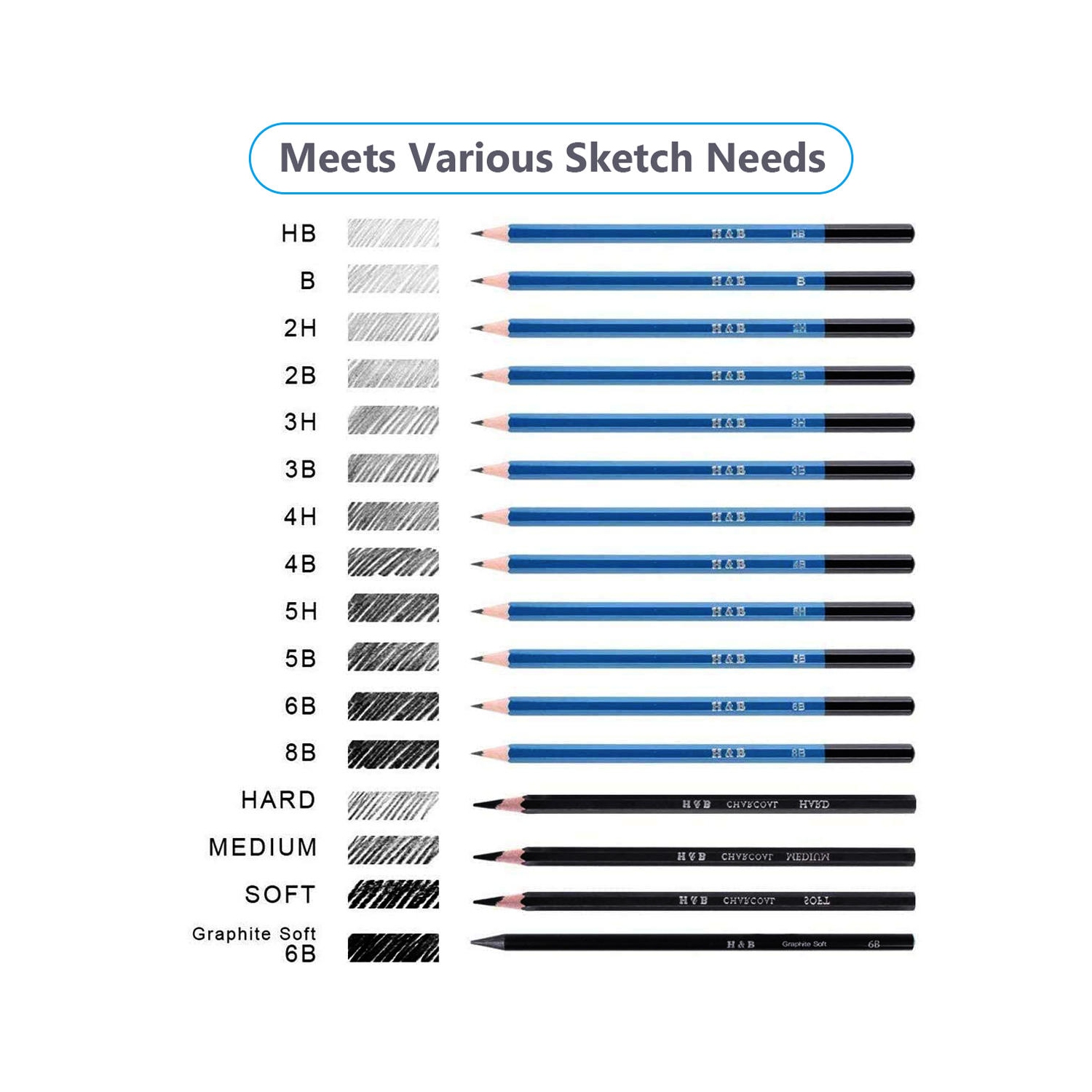 Ensemble de dessin professionnel de 33 pièces, crayon à croquis à dessin