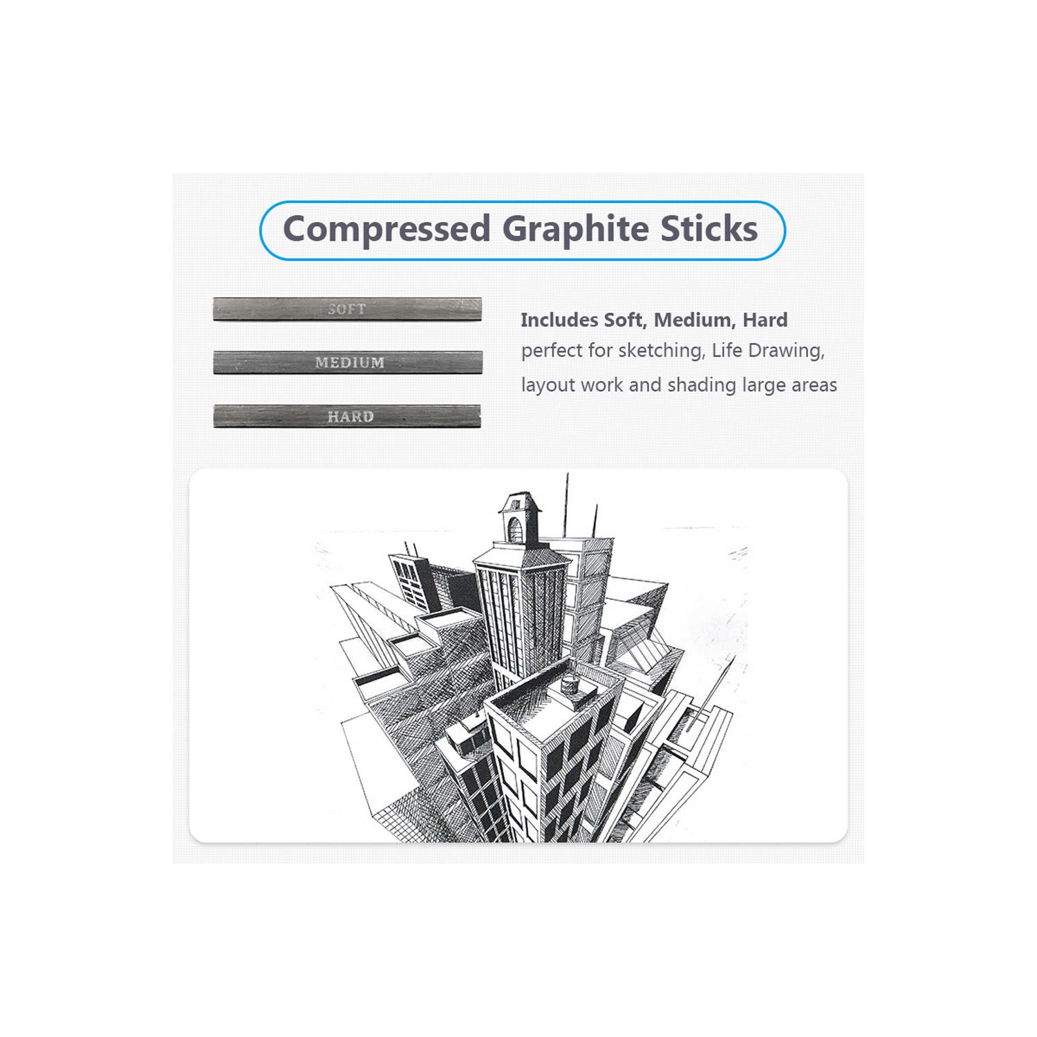 Ensemble de dessin professionnel de 33 pièces, crayon à croquis à dessin