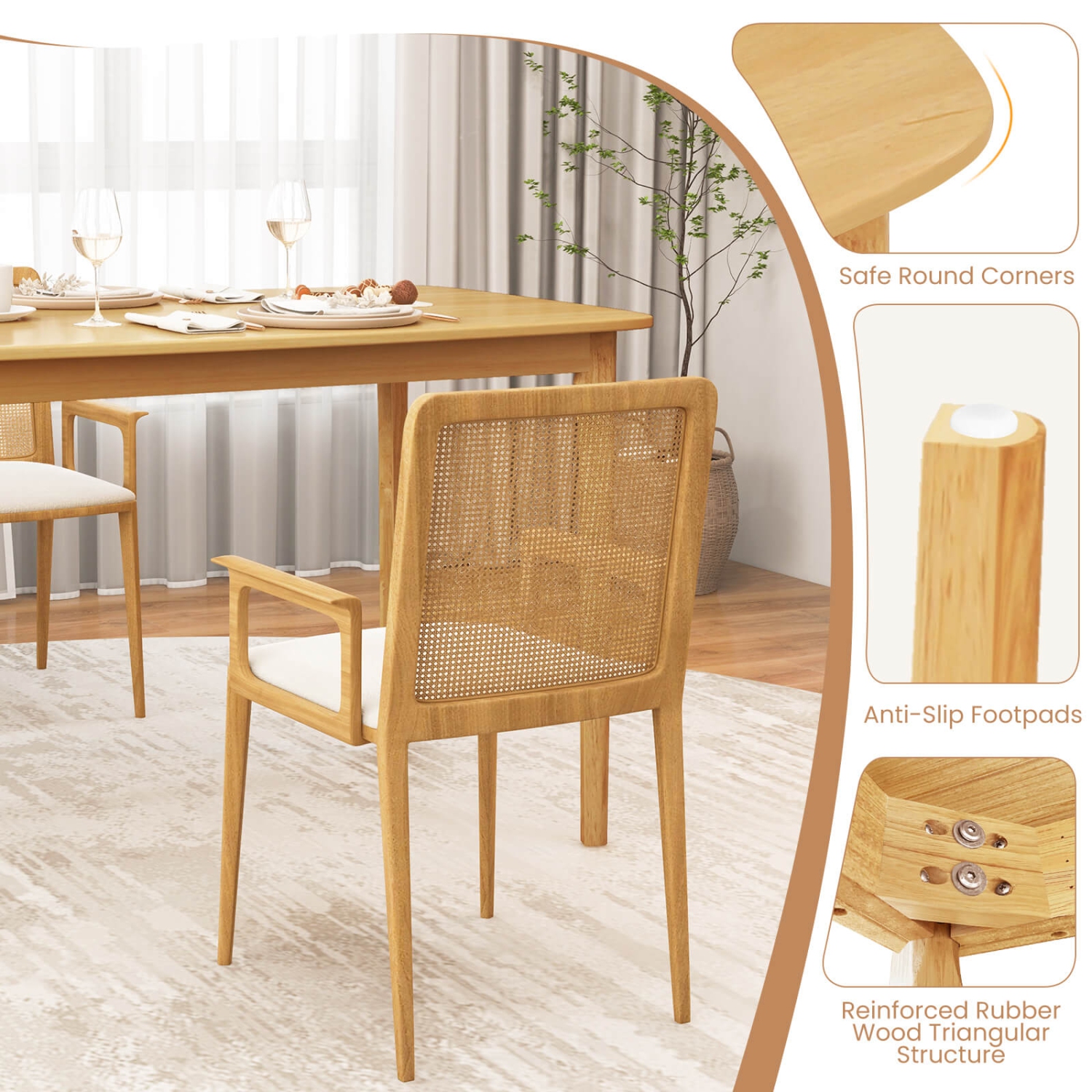 Costway 48" Wooden Dining Table Rectangular Farmhouse Kitchen with Solid Rubber Wood Legs