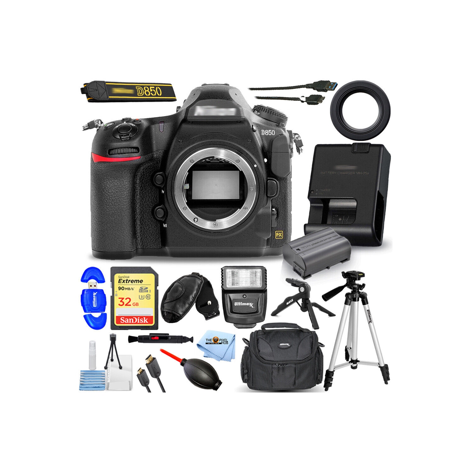 Appareil photo reflex numérique D850 de Nikon, ensemble 1585 32&nbsp;Go + flash + trépieds Pro