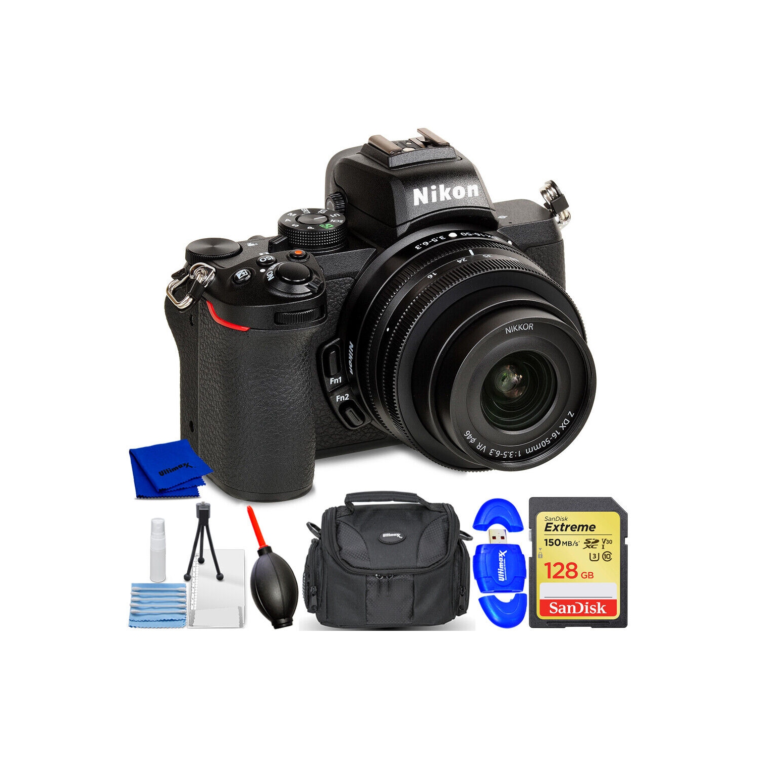 Nikon Z50 Mirrorless Digital Camera with 16-50mm Lens - 7PC Accessory Bundle