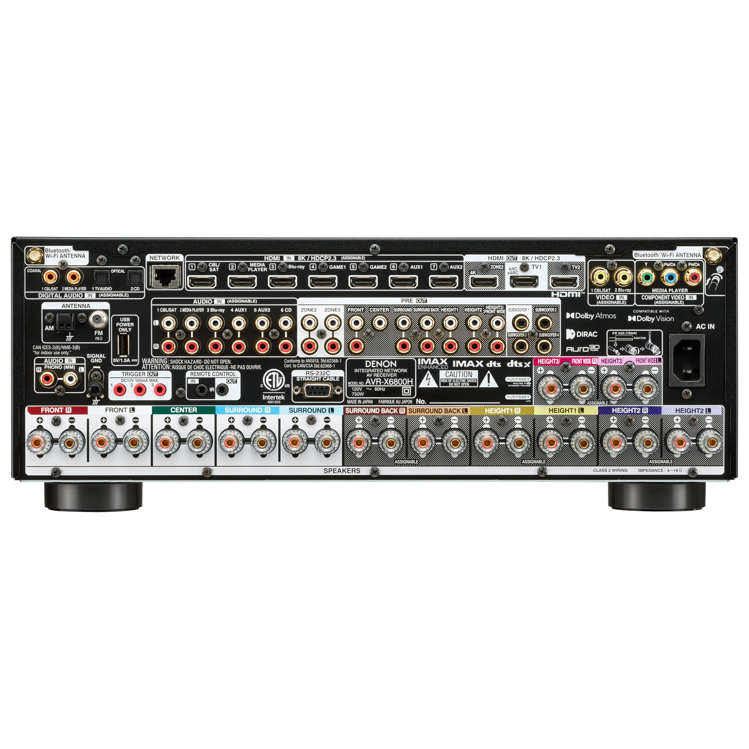 Récepteur AV HDR 8K 13.4 canaux AVR-X6800H de Denon