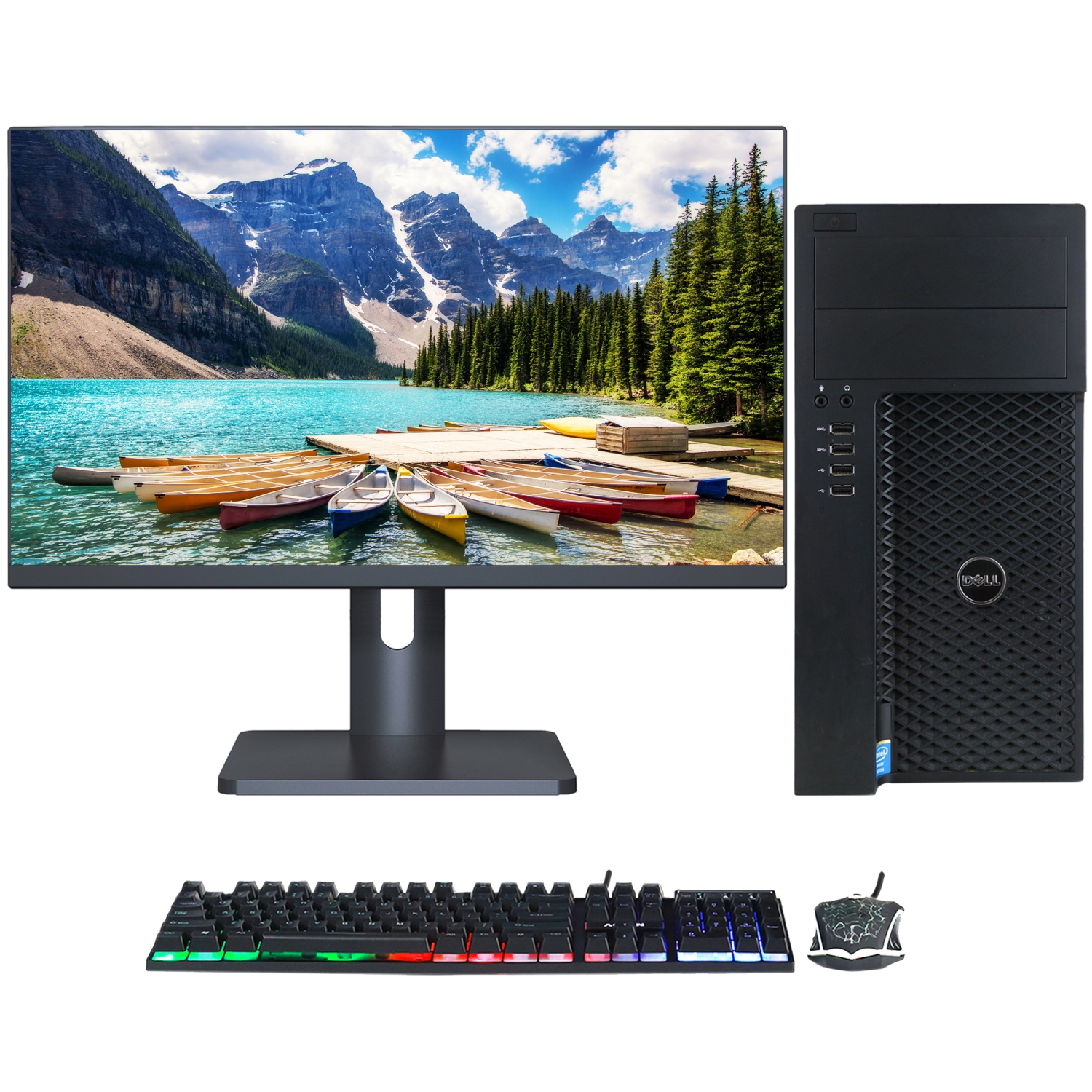 Refurbished (Good) - Desktop Computer Dell Precision T1700 Tower PC (Core i7| 512GB SSD| 16GB RAM| Windows 10 Pro| Gaming Keyboard and Mouse) New 27" Monitor, Intel Processor