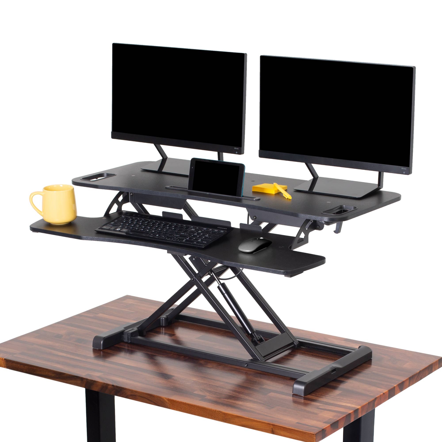 Stand Steady FlexPro Hero 37" Standing Desk Converter With Keyboard Tray, Black