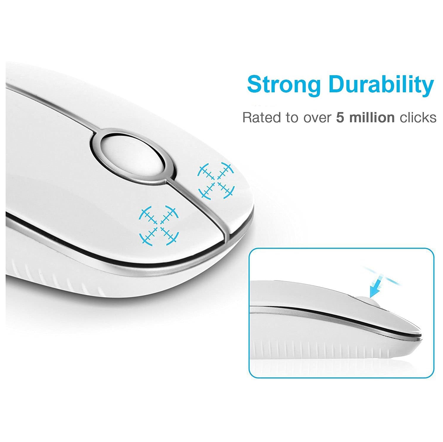 Wireless Mouse, V 2.4G Slim Portable Computer Mice with Nano Receiver for Notebook, PC, Laptop, Computer
