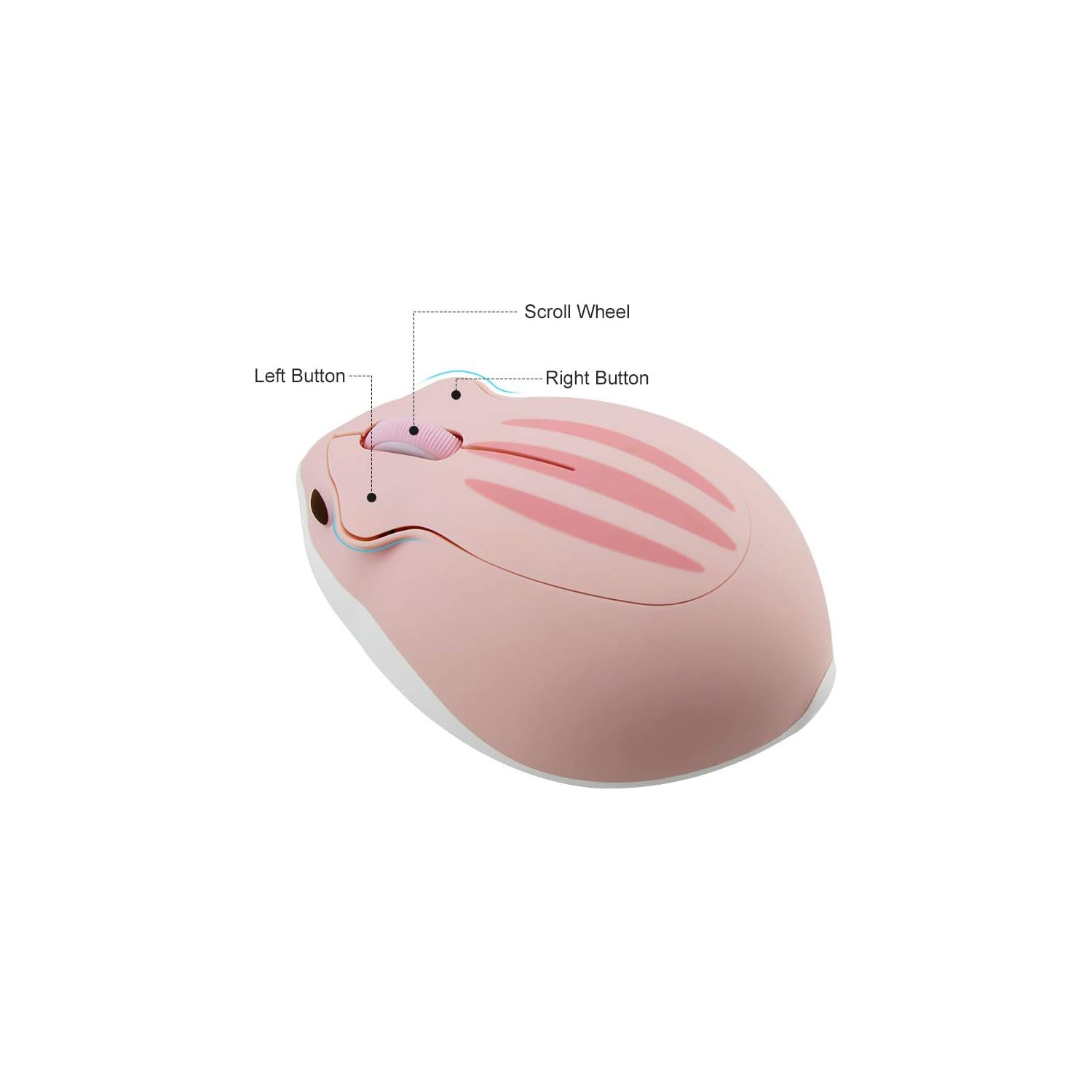 Cute Hamster Mouse,Wireless Mouse 2.4 Ghz 1200 DPI Less Noise Cartoon Animal Shape Portable Optical Mice with USB Receiver for Notebook Windows