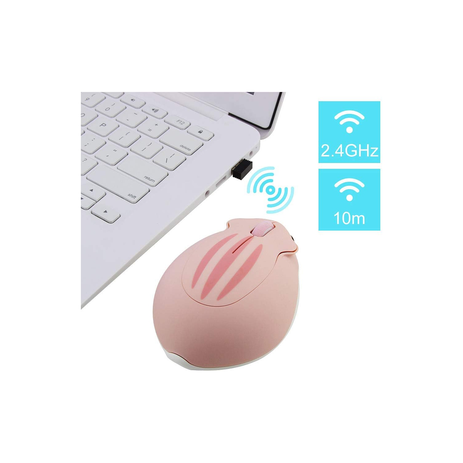 Cute Hamster Mouse,Wireless Mouse 2.4 Ghz 1200 DPI Less Noise Cartoon Animal Shape Portable Optical Mice with USB Receiver for Notebook Windows