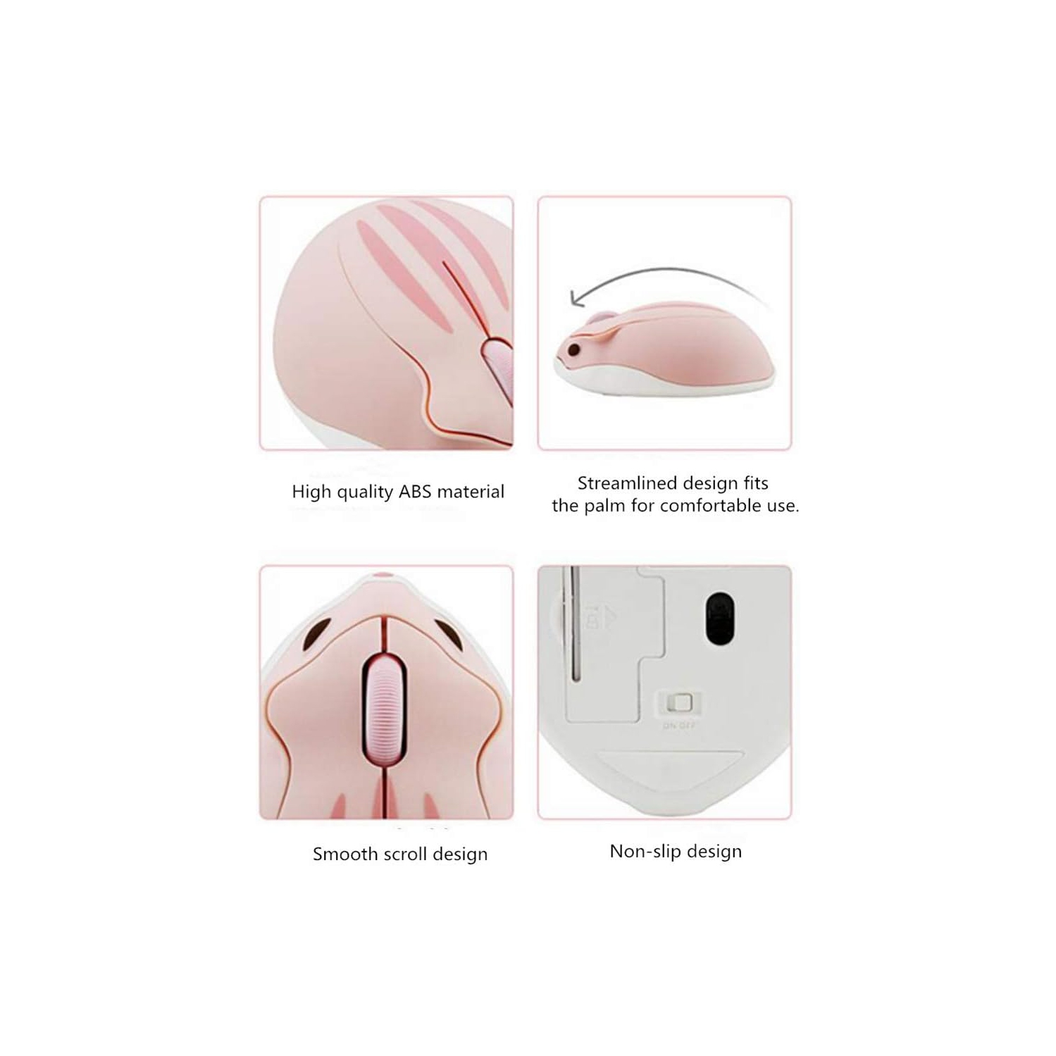 Cute Hamster Mouse,Wireless Mouse 2.4 Ghz 1200 DPI Less Noise Cartoon Animal Shape Portable Optical Mice with USB Receiver for Notebook Windows