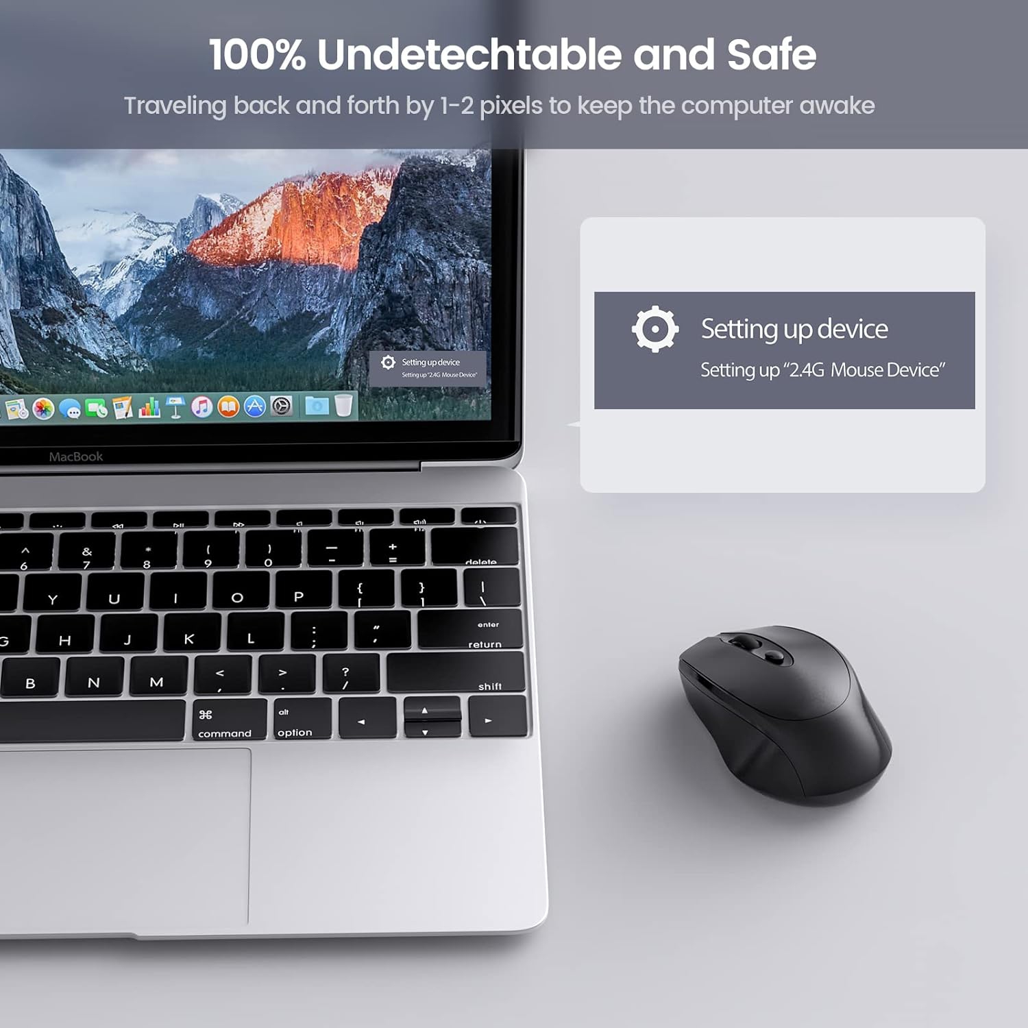 Mouse Jiggler Mover Wiggler Undetectable Shaker USB Port for Computer Laptop, Keeps PC Awake, Simulate Movement to Prevent Laptop Entering Sleep, No
