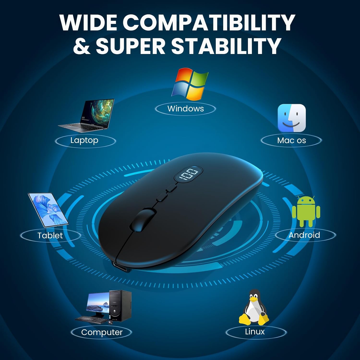 Wireless Mouse for Laptop, Rechargeable and Noiseless, Ultra Slim 2.4G Cordless Mouse Computer Mice 1600 DPI with USB Receiver for PC Office,