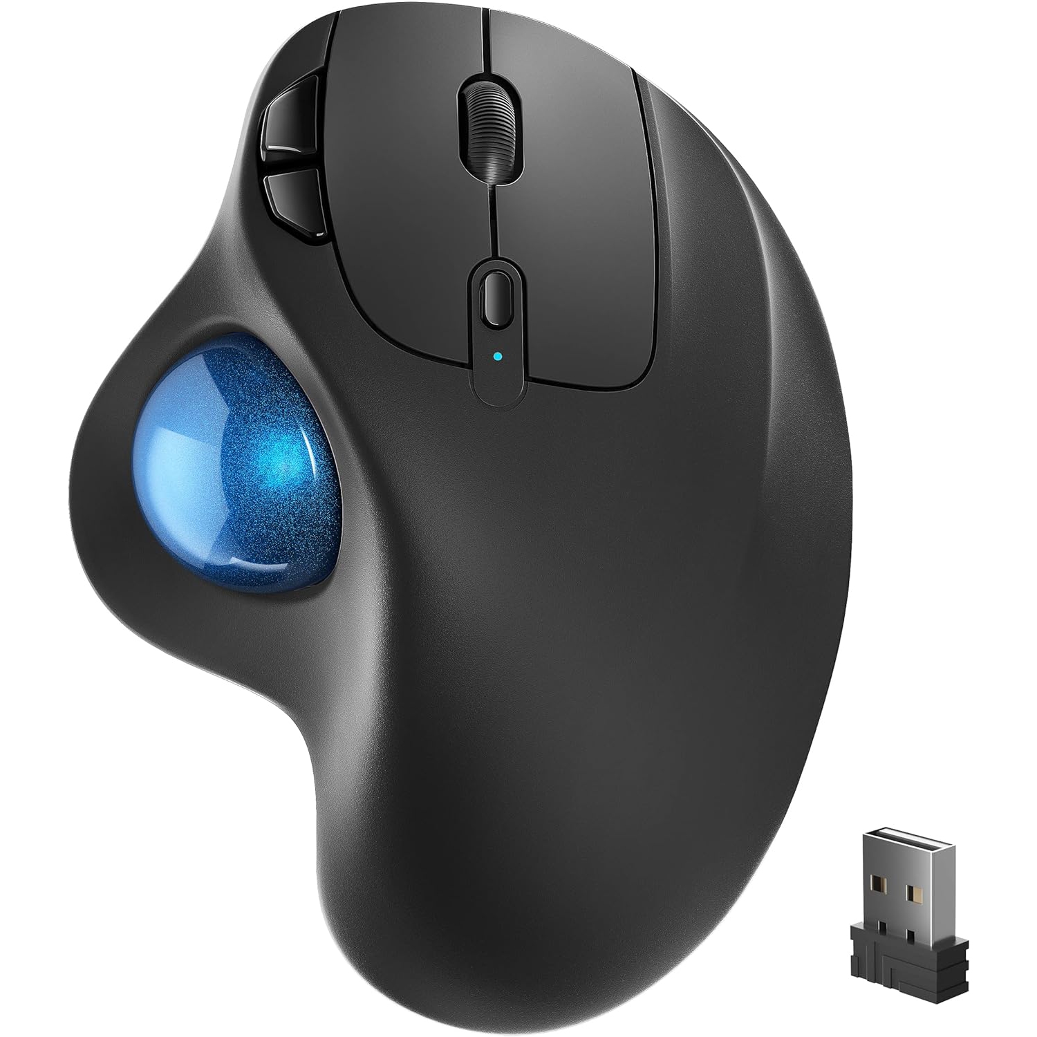 Wireless Trackball Mouse, Rechargeable Ergonomic Mouse, Easy Thumb Control, Precise & Smooth Tracking, 3 Device Connection (Bluetooth or USB), Compatible for PC, Laptop, iPad, Mac