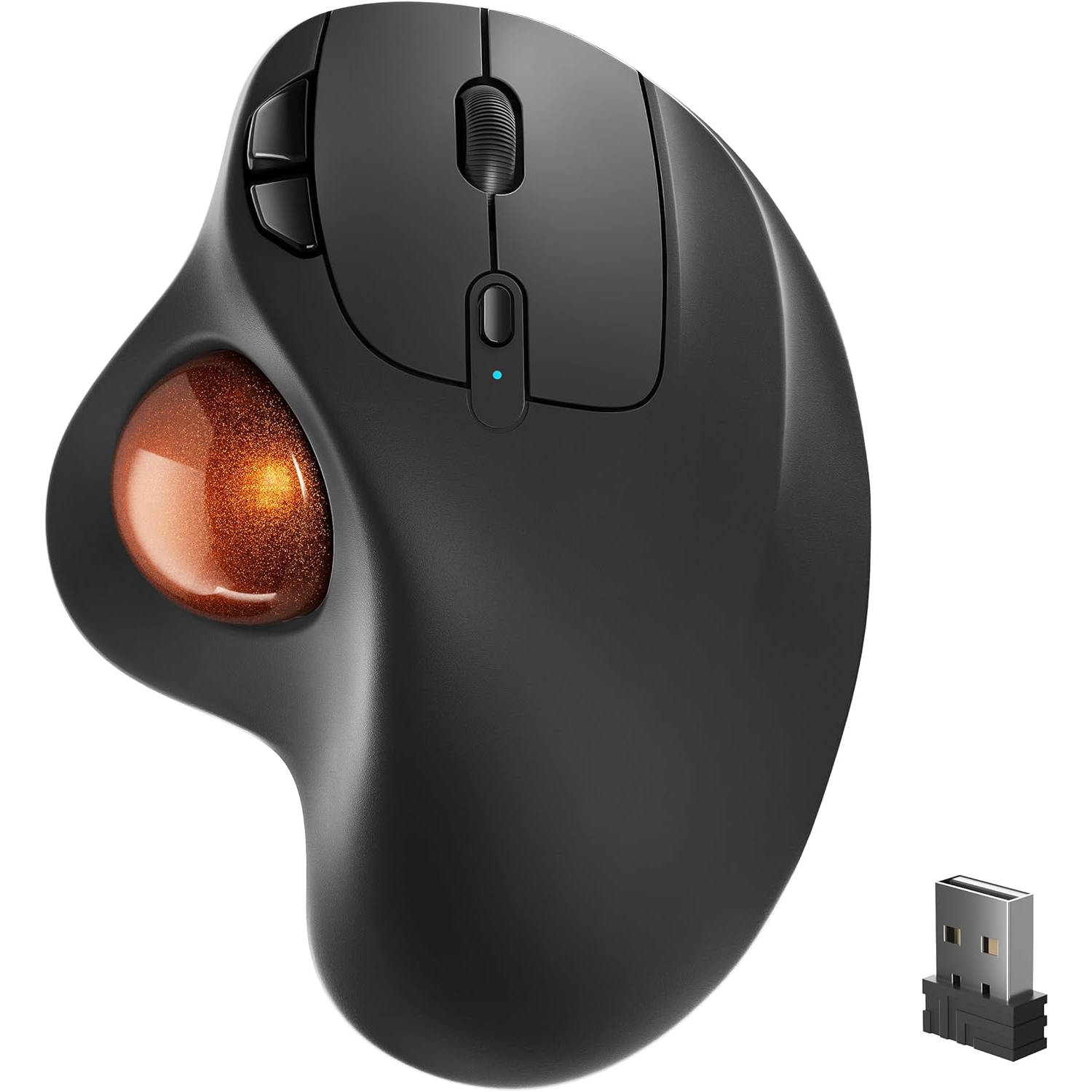 Wireless Trackball Mouse, Rechargeable Ergonomic Mouse, Easy Thumb Control, Precise & Smooth Tracking, 3 Device Connection (Bluetooth or USB), Compatible for PC, Laptop, iPad, Mac