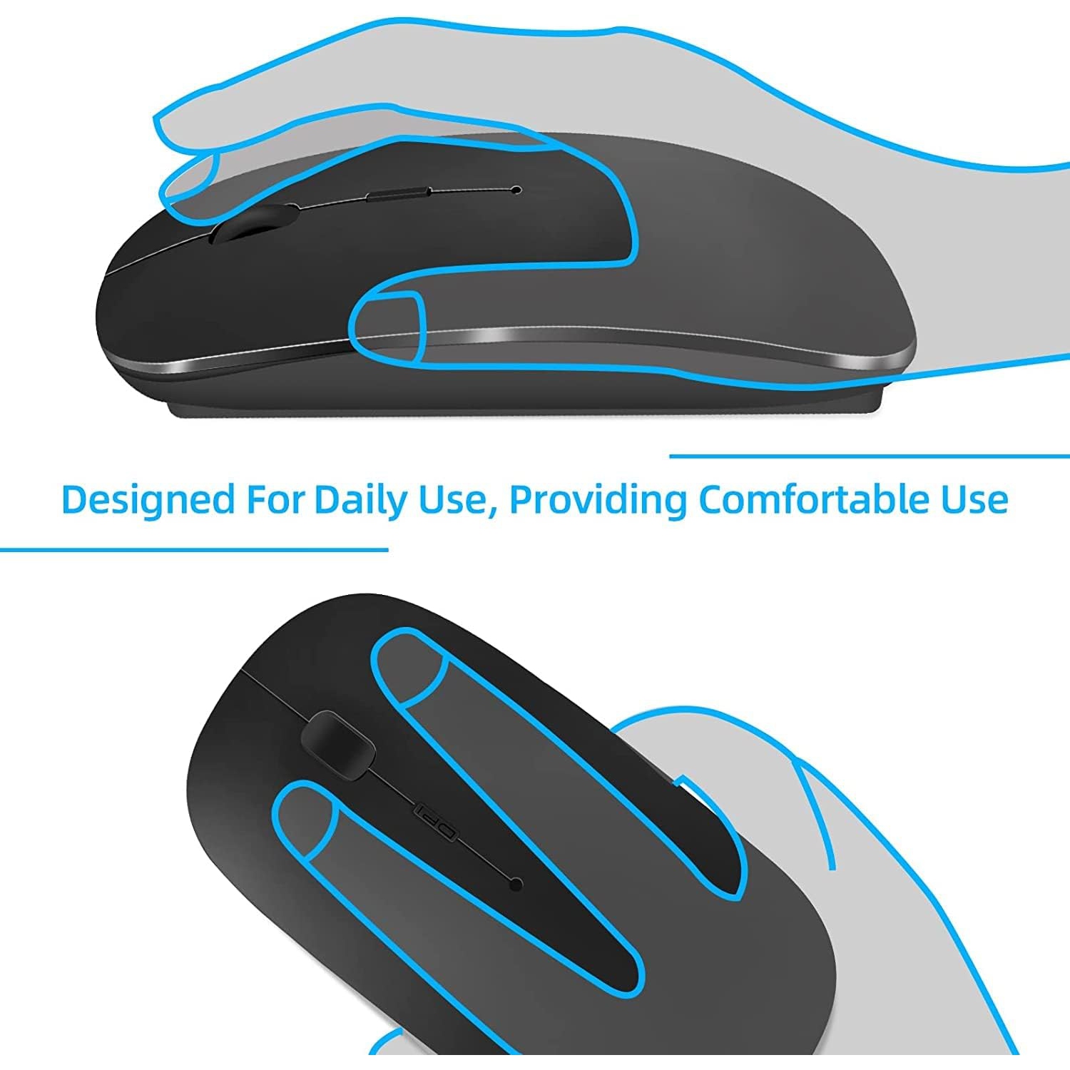 Souris sans fil pour portable, souris Bluetooth pour MacBook Pro/Air/Mac/iPad/Chromebook/ordinateur - recharge double mode Souris sans fil