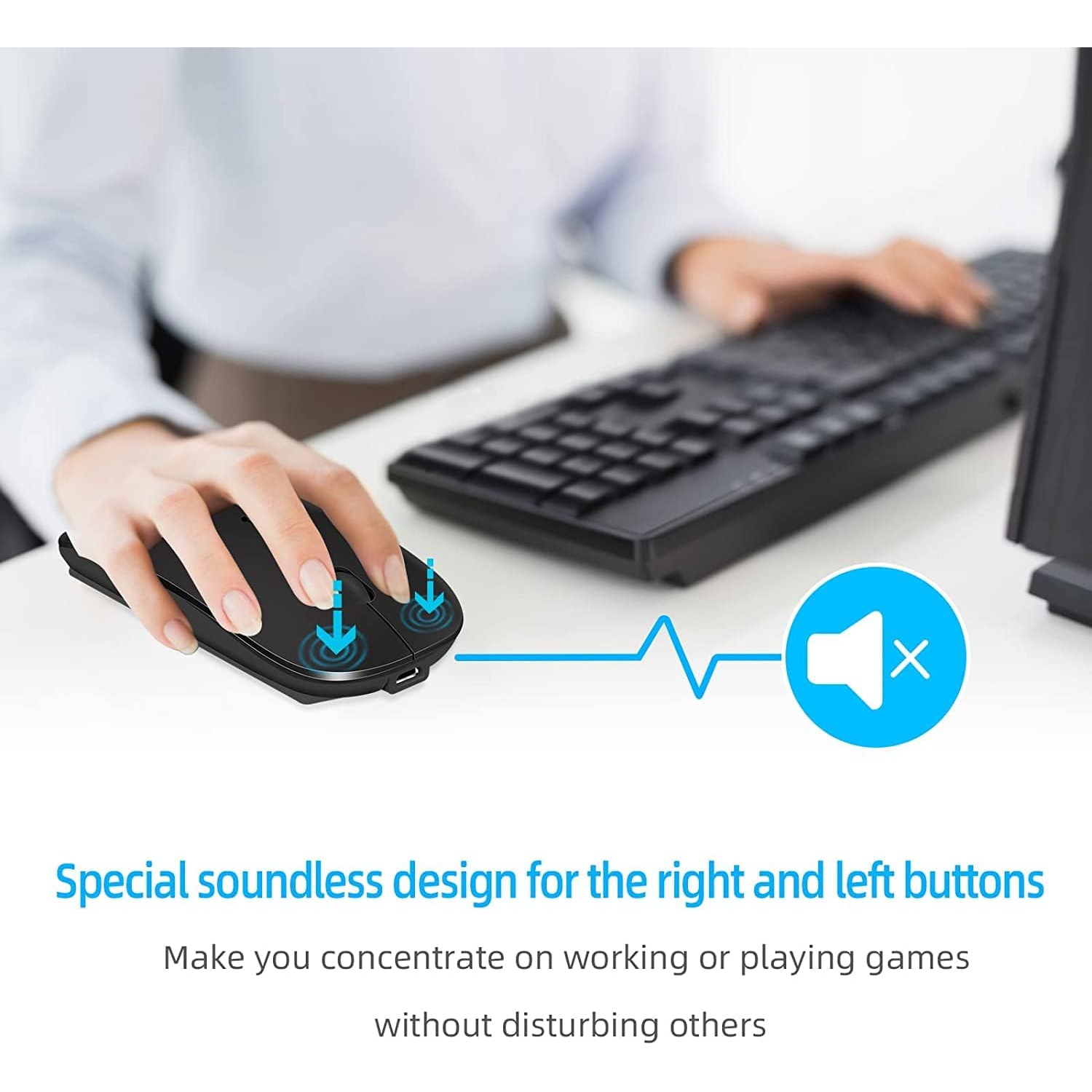 Souris sans fil pour portable, souris Bluetooth pour MacBook Pro/Air/Mac/iPad/Chromebook/ordinateur - recharge double mode Souris sans fil