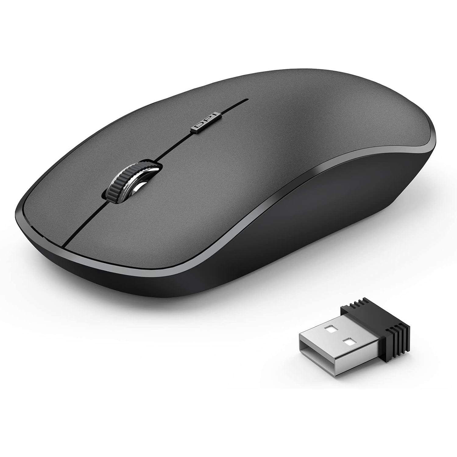 J Wireless Mouse, Silent Wireless Mouse for Laptop with USB Nano Receiver, 2.4G Slim Portable USB Computer Mouse Wireless, 2400 DPI, Cordless Mice