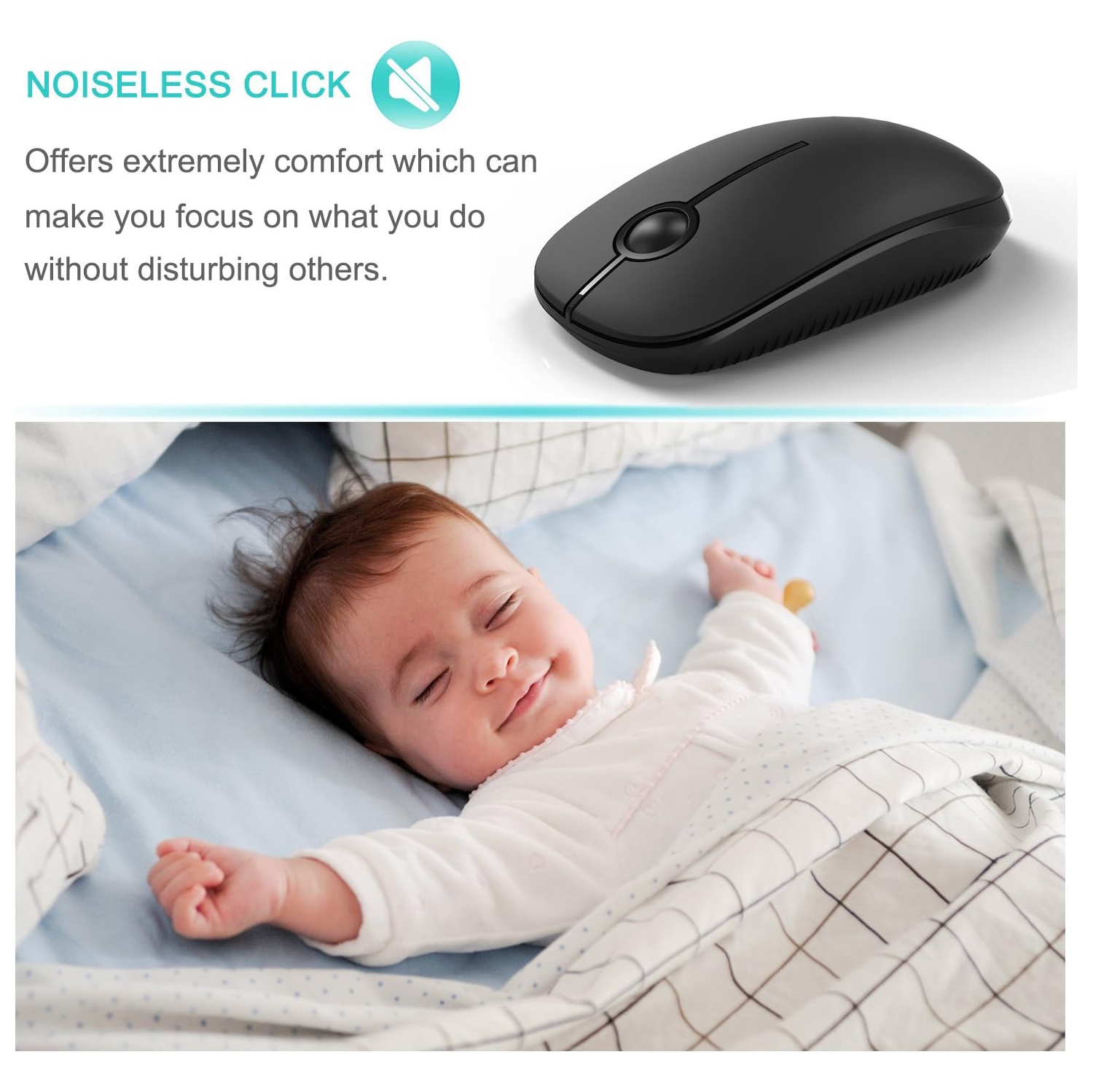 Wireless Mouse, V 2.4G Slim Portable Computer Mice with Nano Receiver for Notebook, PC, Laptop, Computer