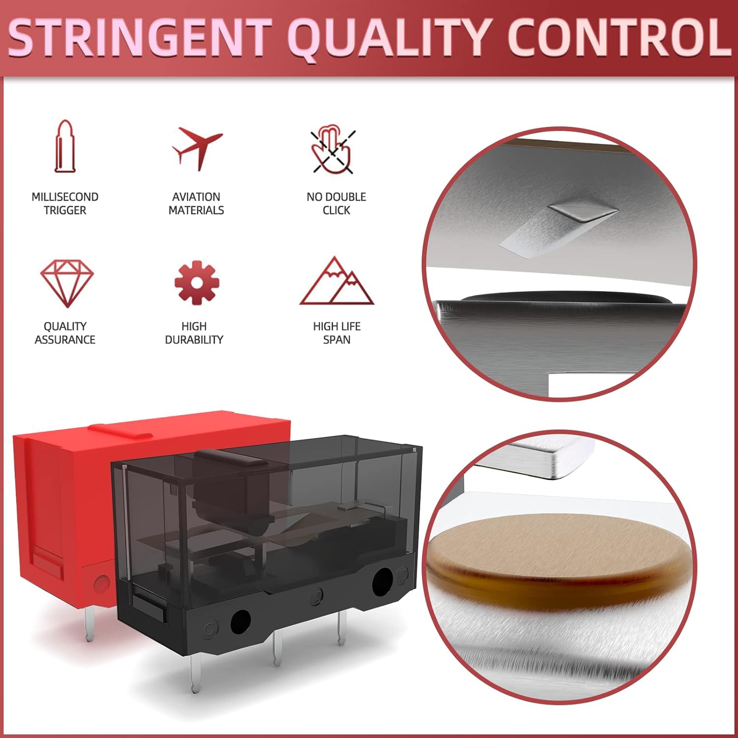 RunJRX Red Kailh GM4.0 and Black GM8.0 Mouse Micro Switch for Gaming Mouse