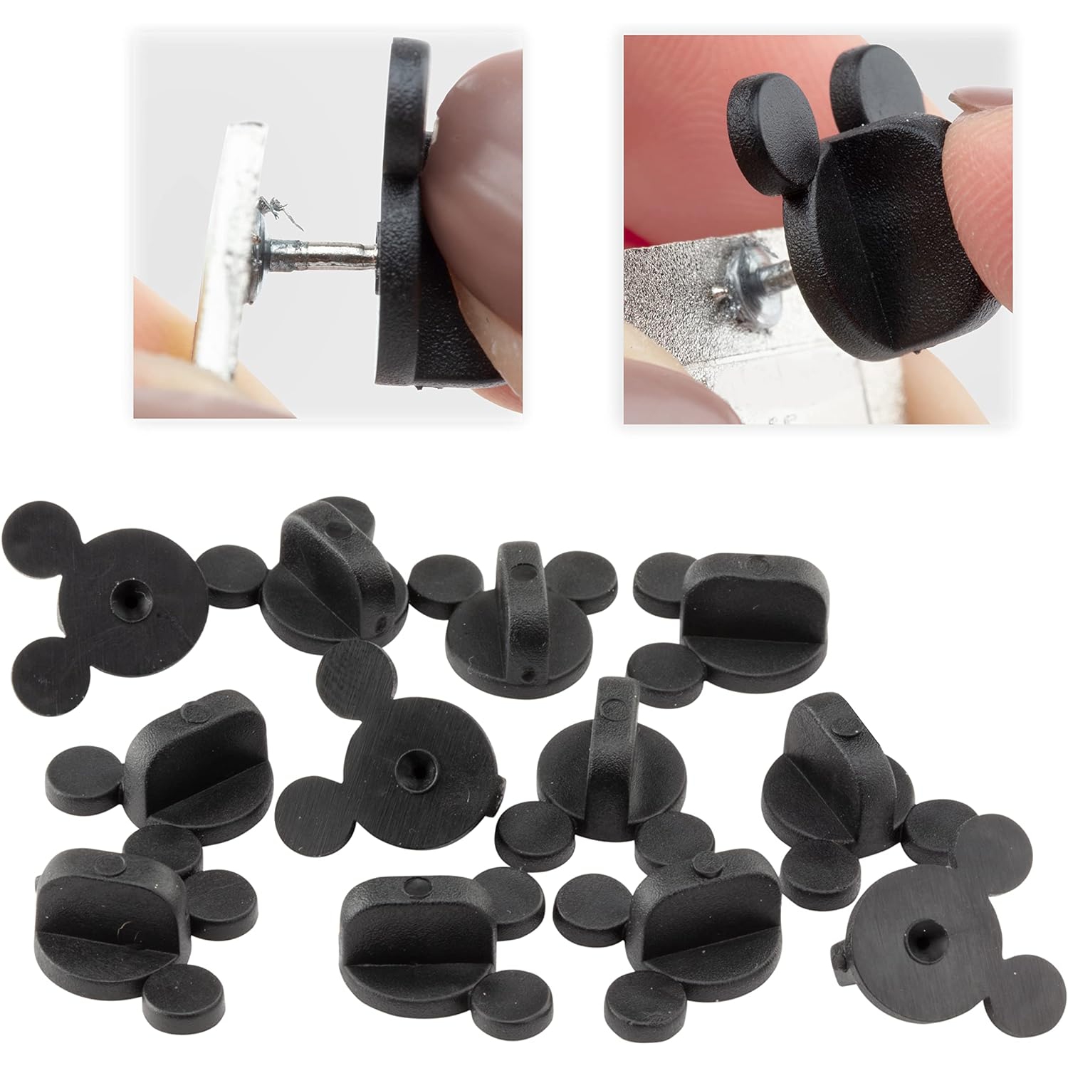 Collectible Mouse Ear Pin Backs(12 Pcs) - Compatible with Mickey Mouse, Disney and other novelty Collectible pins - A Great way to keep your favorite