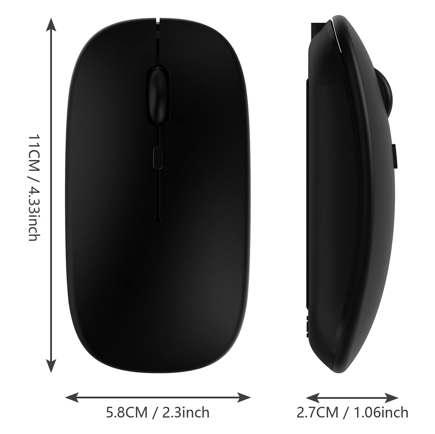 Wireless Bluetooth Mouse for iPad iPhone MacBook Android Samsung Tablet Phone Dual-Mode Rechargeable 2.4G Portable Computer Mice for Windows Laptop