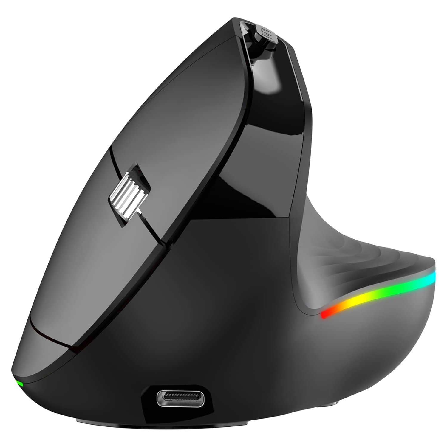 LED Wireless Vertical Mouse, P 2.4G Silent Rechargeable Advanced Ergonomic Mouse with USB Receiver and Type C Adapte, 3 Adjustable DPI Optical