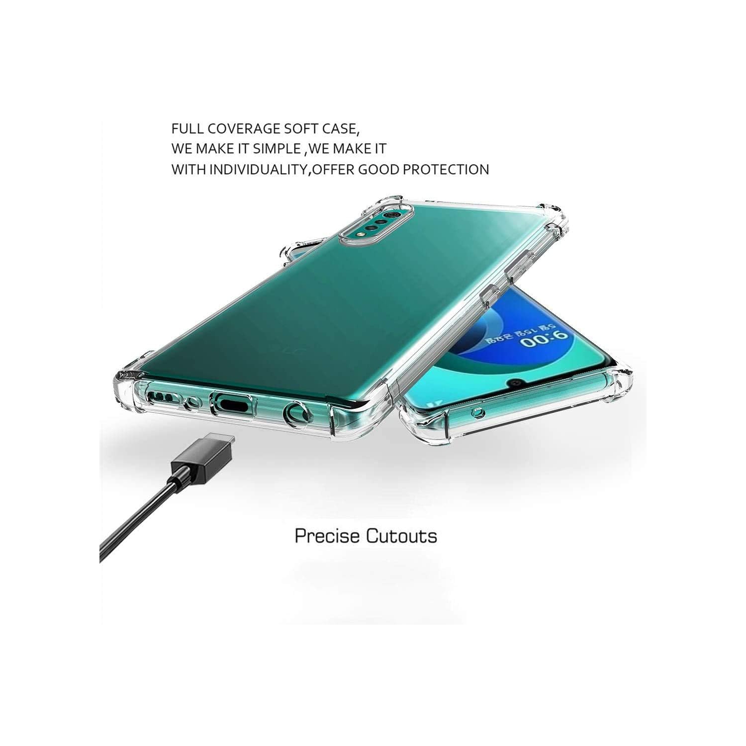 Case for LG Velvet 5G/4G Case with Tempered Glass Screen Protector, Flexible TPU Phone Case, Anti-Yellowing, Anti-Scratch, 9H Hardness