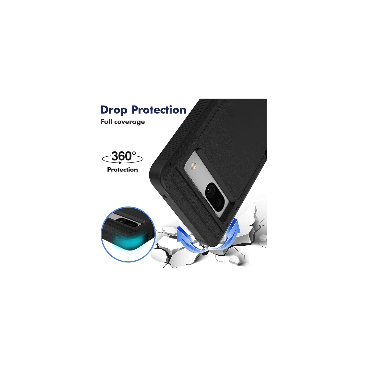 XCRS Dual Layered Comm PC + TPU Case for Google Pixel 8 6.2”, Heavy Duty, Tuff, Shockproof Protective, Drop Tested, Full Body Protection Cover