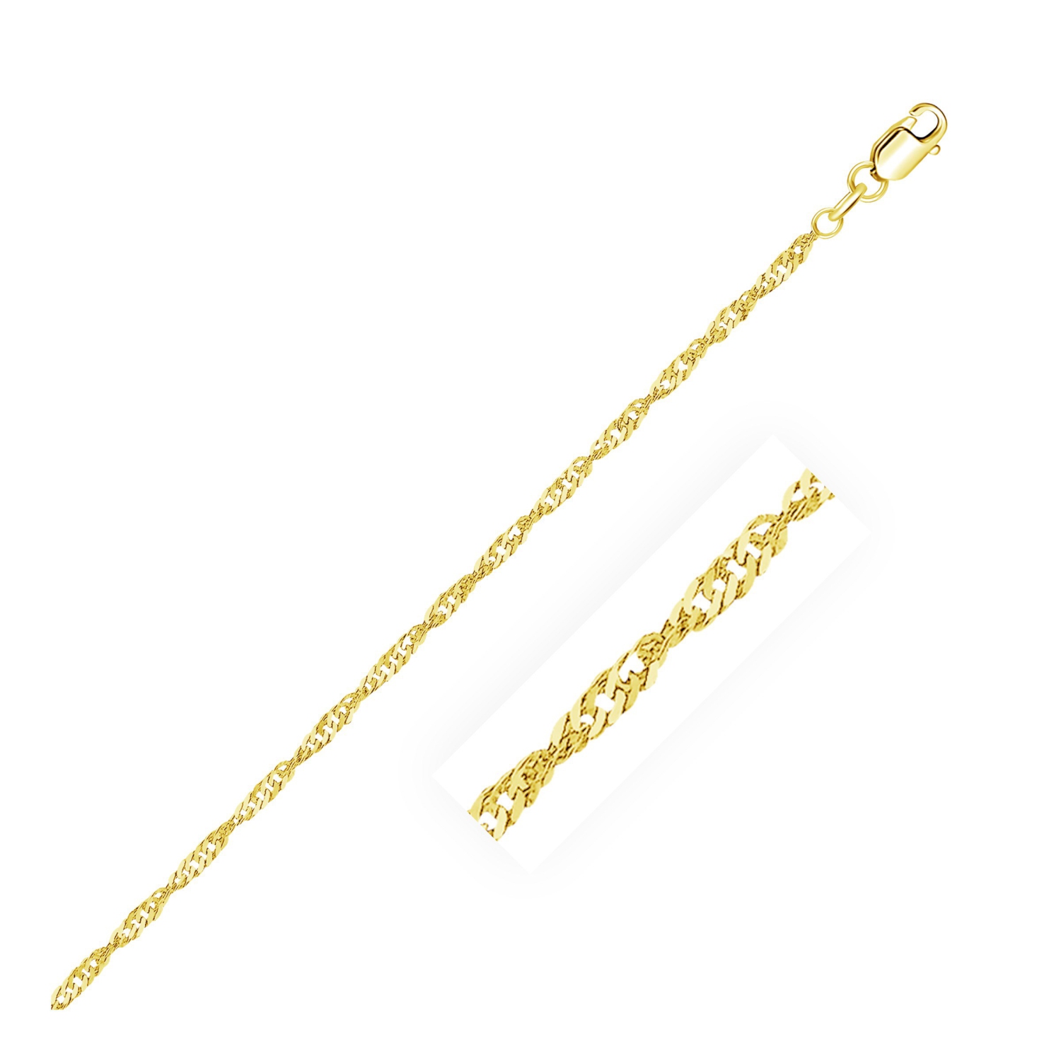 Chaîne de cheville Singapour en or jaune 14k ct de 2,1&nbsp;mm