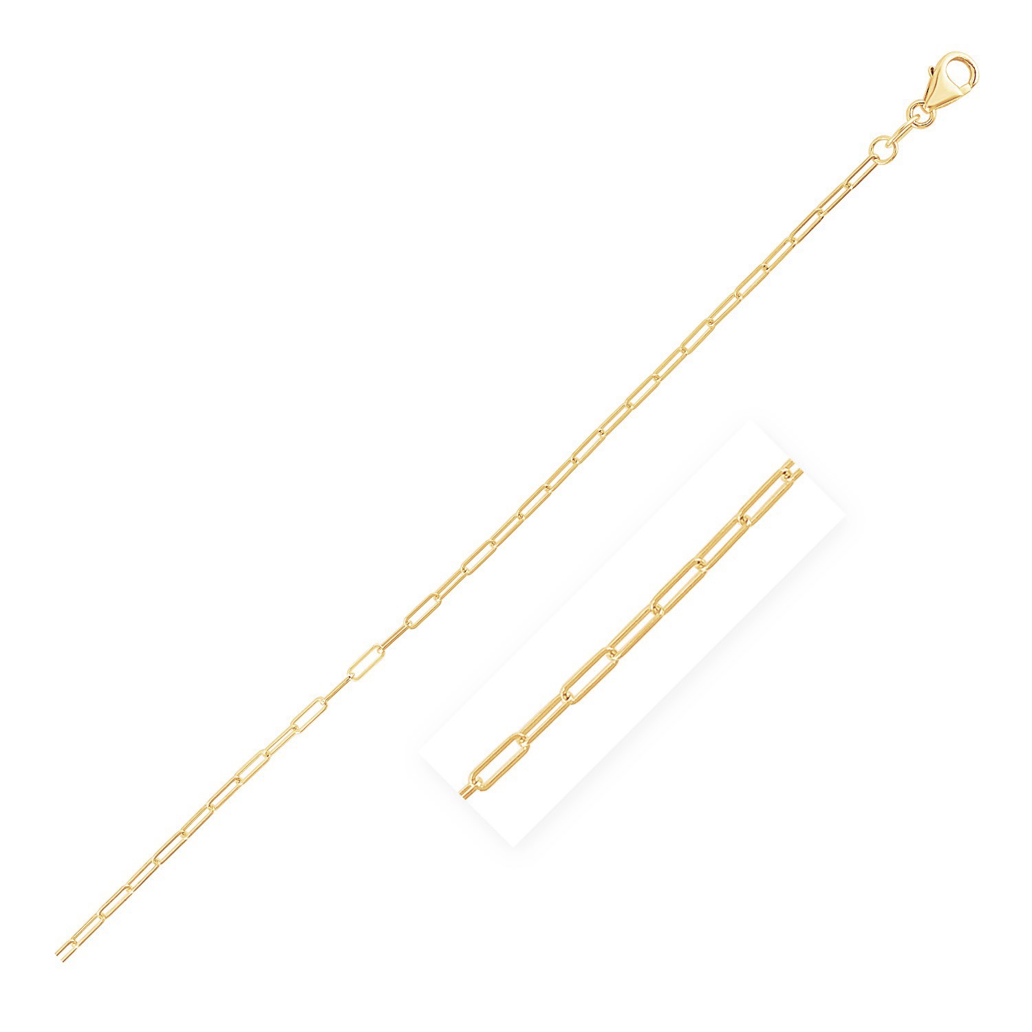 14K Yellow Gold Fine Paperclip Anklet